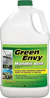 (1 Gallon) - Green Envy Muriatic Acid Replacement, Safer, Non-Fuming, Cleaner for Concrete, Brick, Rust Removal, and Swimming Pool pH Balance 610G1