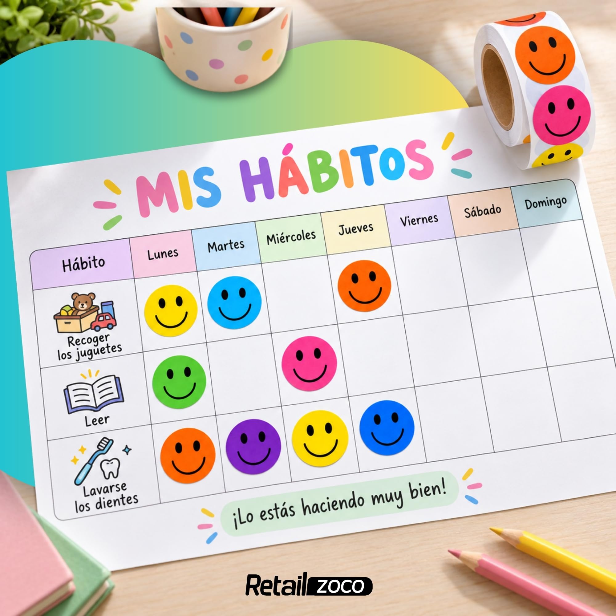 Rollo Pegatinas Emojis caras felices para niños, emoji stickers, 3  Unidads - imagen 3