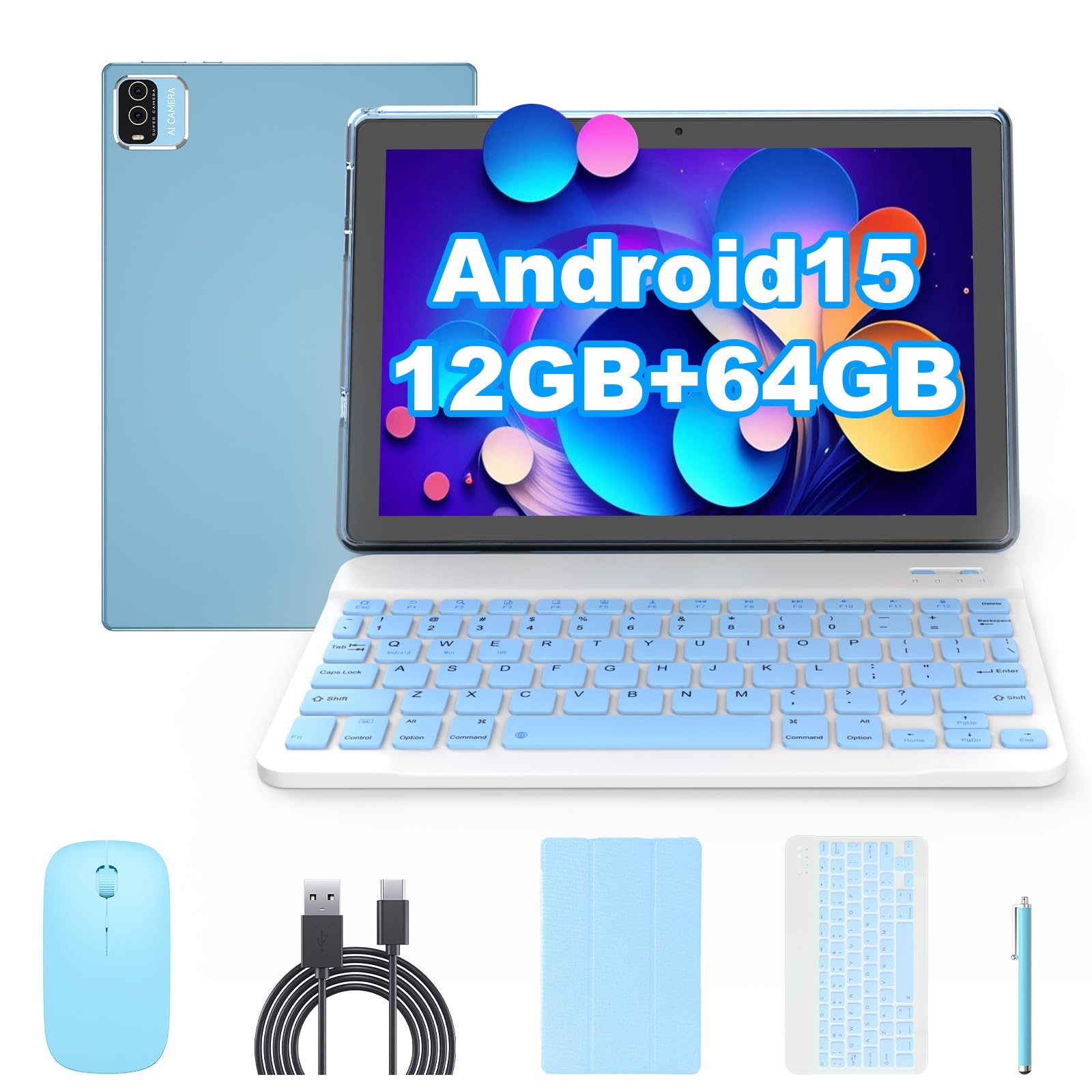 Amazon.com : Android 15 Tablet 10 inch, 2 in1 Tablets with