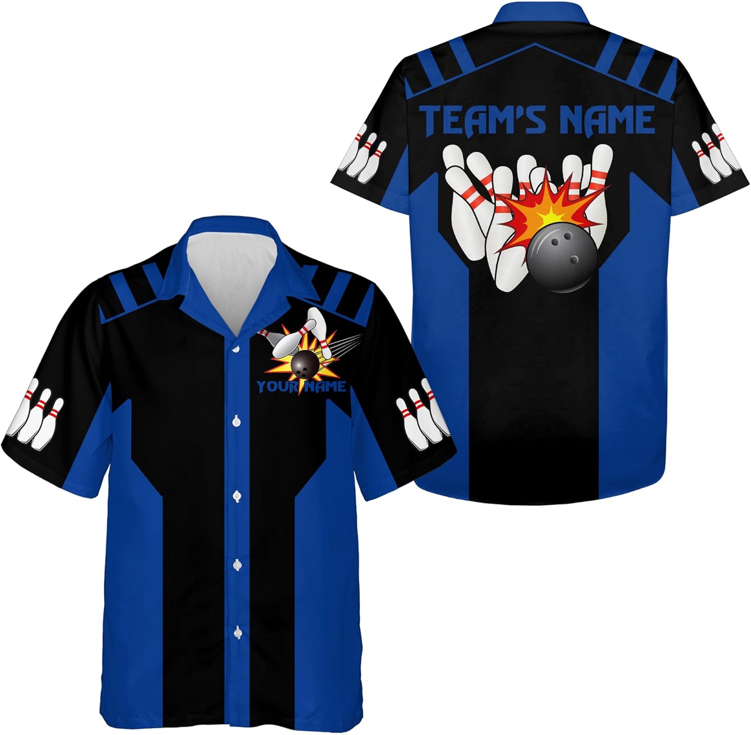 Custom Bowling Shirts for Men, Bowling Shirt, Pink Black Retro Bowls Hawaiian Shirts, Custom Retro Bowls Shirt