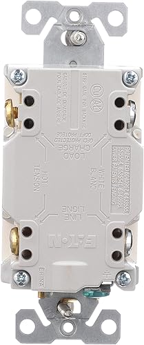 Miniatura 4 de Eaton TRSGFNL20LA GFCI - Receptáculo dúplex resistente a manipulaciones 20A -125V con luz nocturna y placa de pared de tamaño estándar, almendra