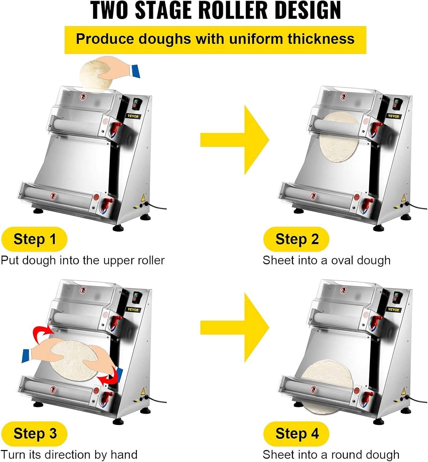 Sfogliatrice per Pizza Commerciale, pressa per Pizza Commerciale Automatica da 30/40 cm, Macchina per sfogliare la Pizza elettrica da 600 W, per ristoranti, 40 cm