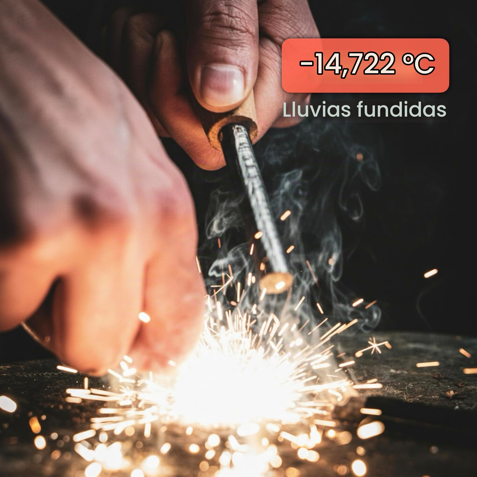 überleben Pedernal iniciador de Fuego con Mango de Madera Hecho a Mano (Varilla de Hierro y Cuello de Supervivencia Tradicional) 12,000-20,000 Golpes