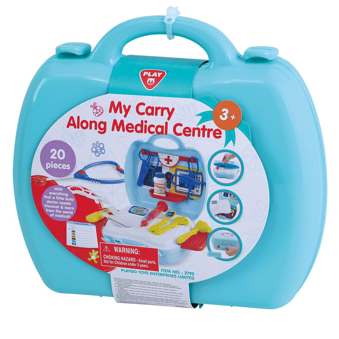 Play Carry Along Medical Centre 20 Pcs Toddler Toy Figures & Playsets | Pretend Play Doctor Set | Medical Instruments Role Play Medical Station Set for Toddlers Girls Boys Age 36 Months Old and up