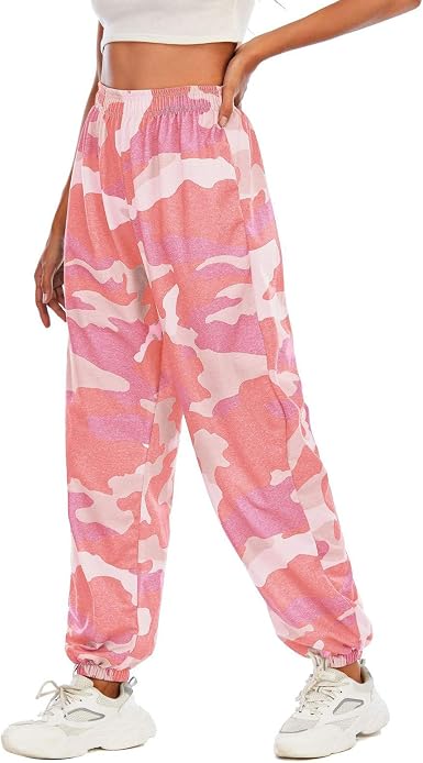 Pantalones bolsillos estampados camuflaje pantalones de talle alto ropa de  calle camuflaje rosa. - Pantalones - Bottoms