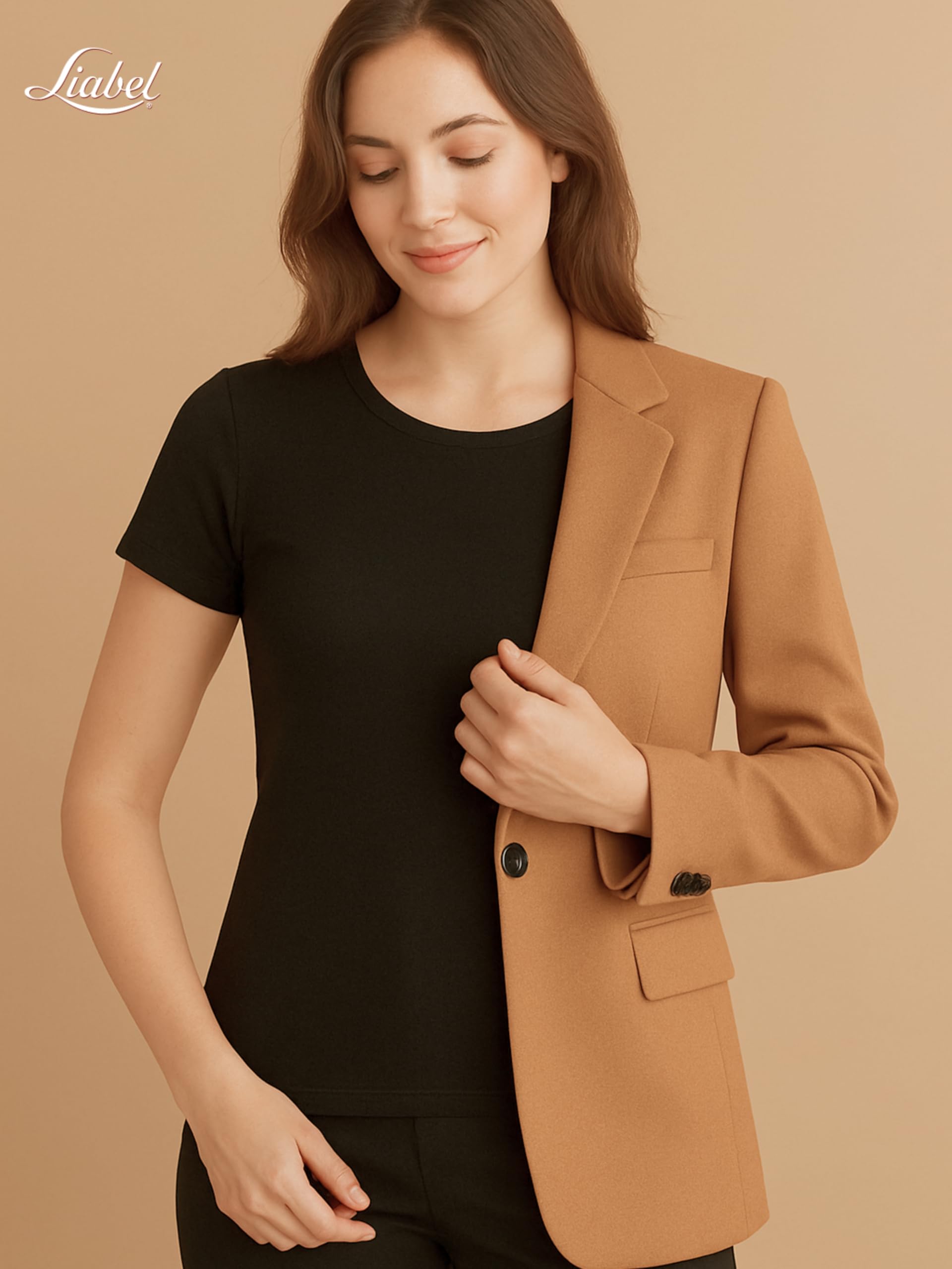 Liabel Warmes Baumwollshirt für Damen (2er Pack) – Winter-T-Shirts für Damen Langarm oder Kurzarm Unterjacke Weiß oder Schwarz S-XL