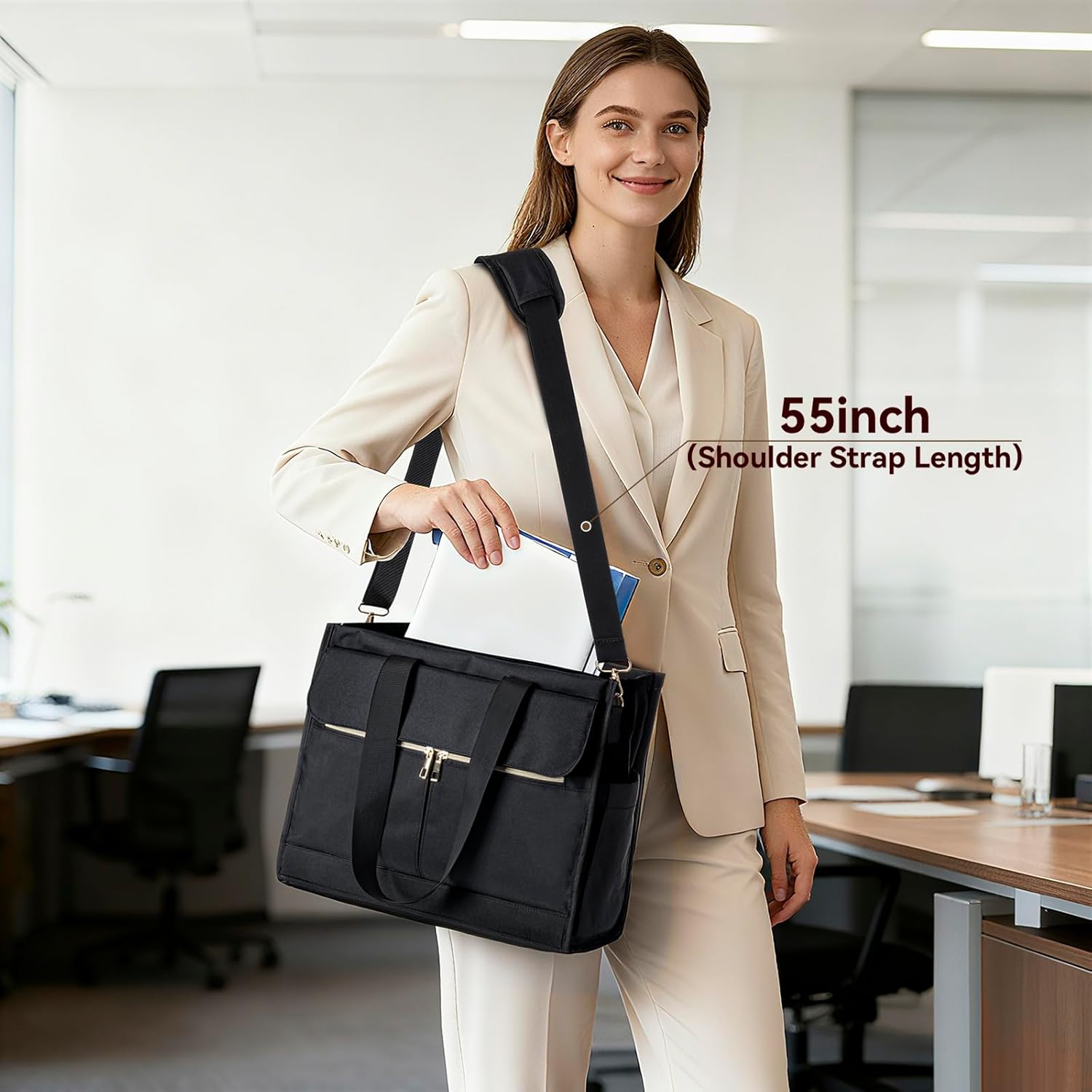 Insulated Lunch Bag for Women, 15.6" Laptop Tote with Leakproof Cooler Compartment for Nurse Teacher Work Office and Outdoor - Image 6