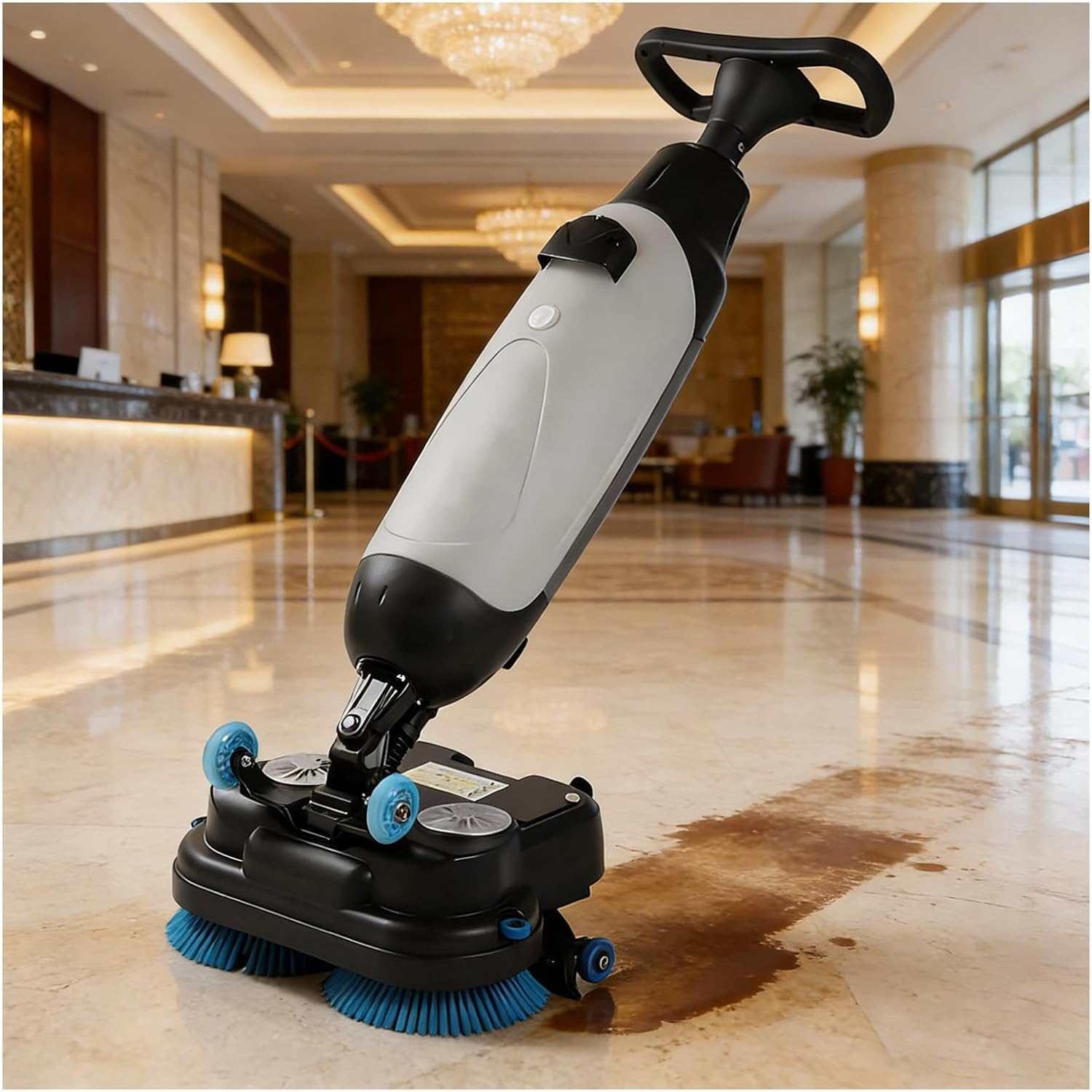 17" Walk Behind Floor Scrubber Dryer - 3 Gal Recovery Tank, Efficient 13000 Sqft/H Cleaning for Wooden, Tile, Terrazzo, Marble & Cement Floors - Gray