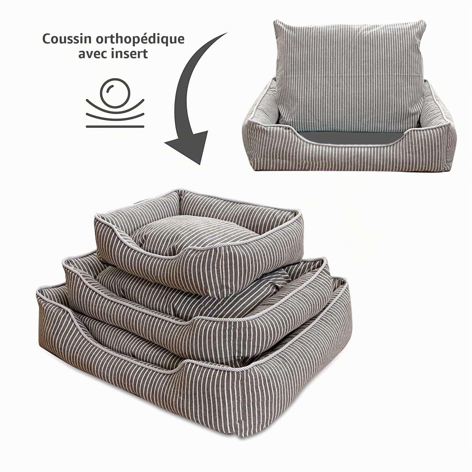 PETCUTE Panier pour Chien Durable et Confortable,Lavable Coussin pour Chien et Chats,Lavable en Machine,Respirant Lit pour Chien avec Antidérapant Bas,avec Couvercle Amovible