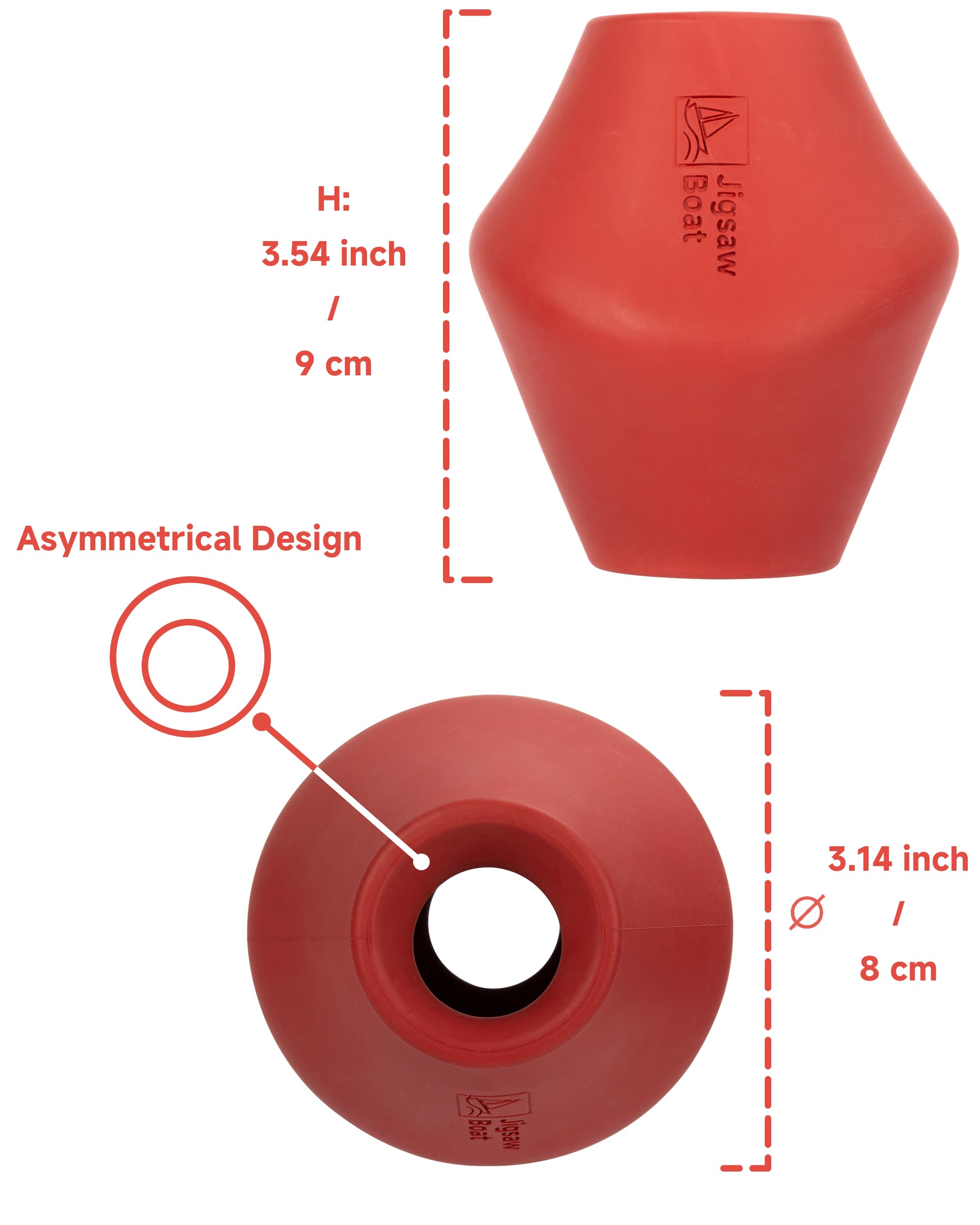 Stuffable Enrichment Hundespielzeug - Langlebiger Naturkautschuk-Leckerli-Spender für mittelgroße Hunde, unregelmäßige Form, Rot, Bully Stick kompatibel
