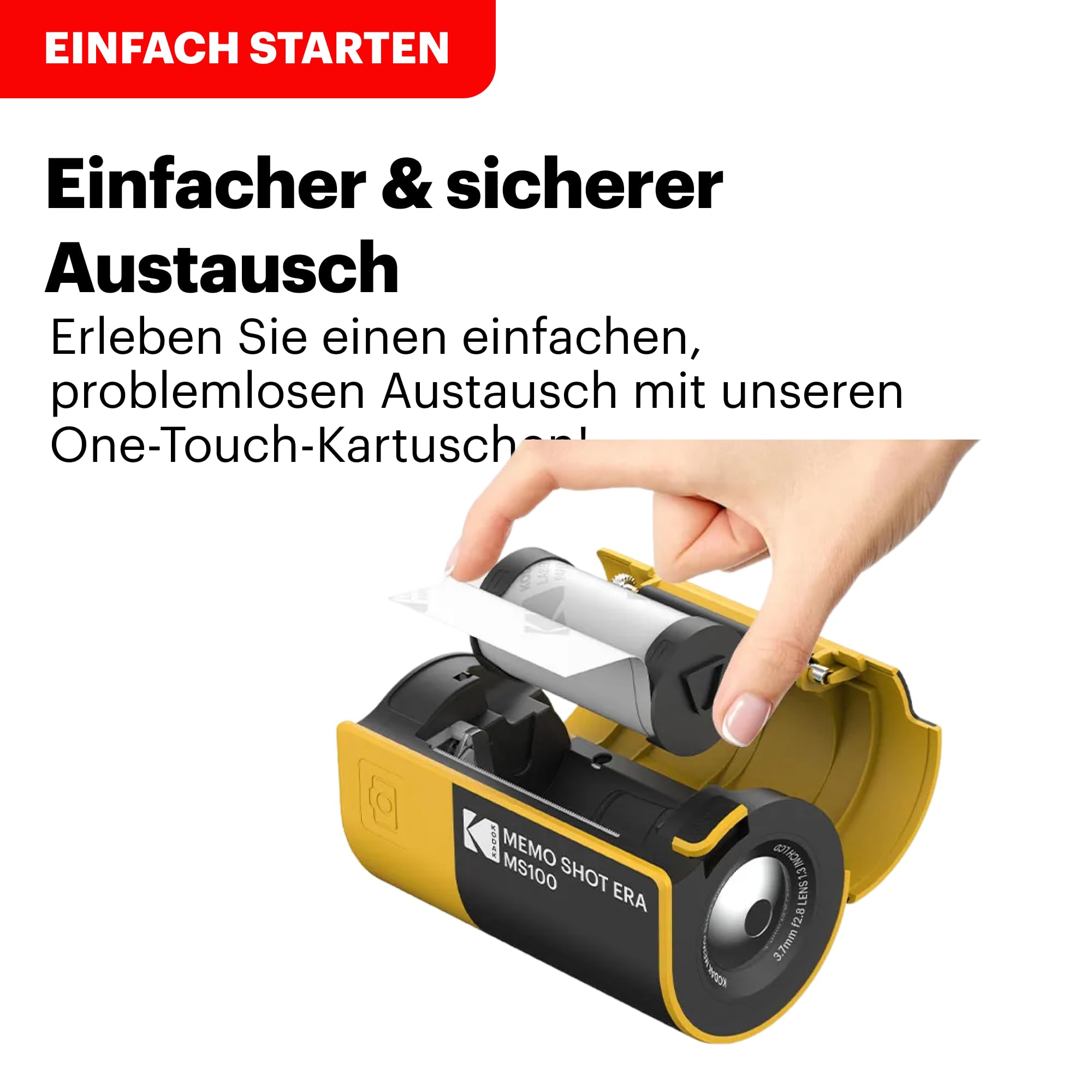 Kodak Memo Shot ERA Kinder-Sofortbild-Digitalkamera und Foto-Etikettendrucker, Weiß (Kamera mit 1 Rolle One-Touch-Etikettenpatrone)