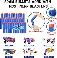 Vista 6 de Lehoo Castle Kit de chaleco táctico para niños para pistolas Nerf de la serie N-Strike Elite para niños y niñas, con 30 dardos de recarga, bolsa