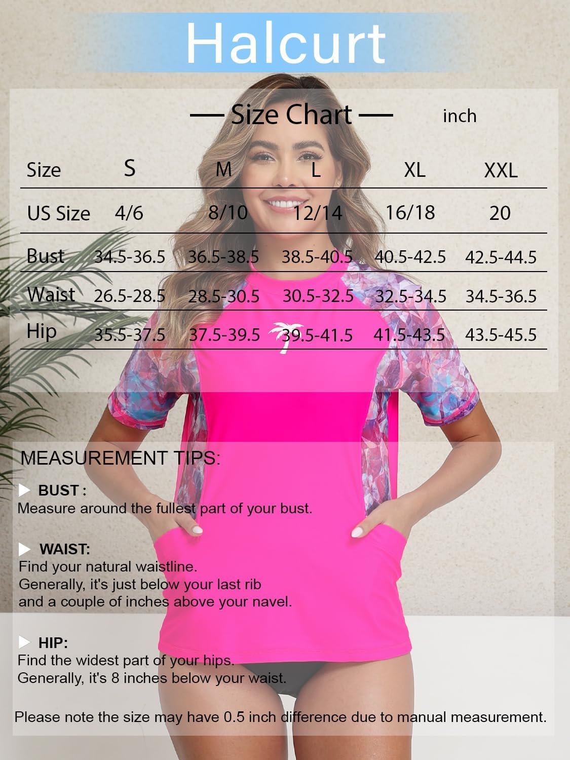 Halcurt Women's Short Sleeve Swim Shirt Rash Guard Swimsuit Top Only UPF50+ Sun Protection Bathing Suit - Image 6