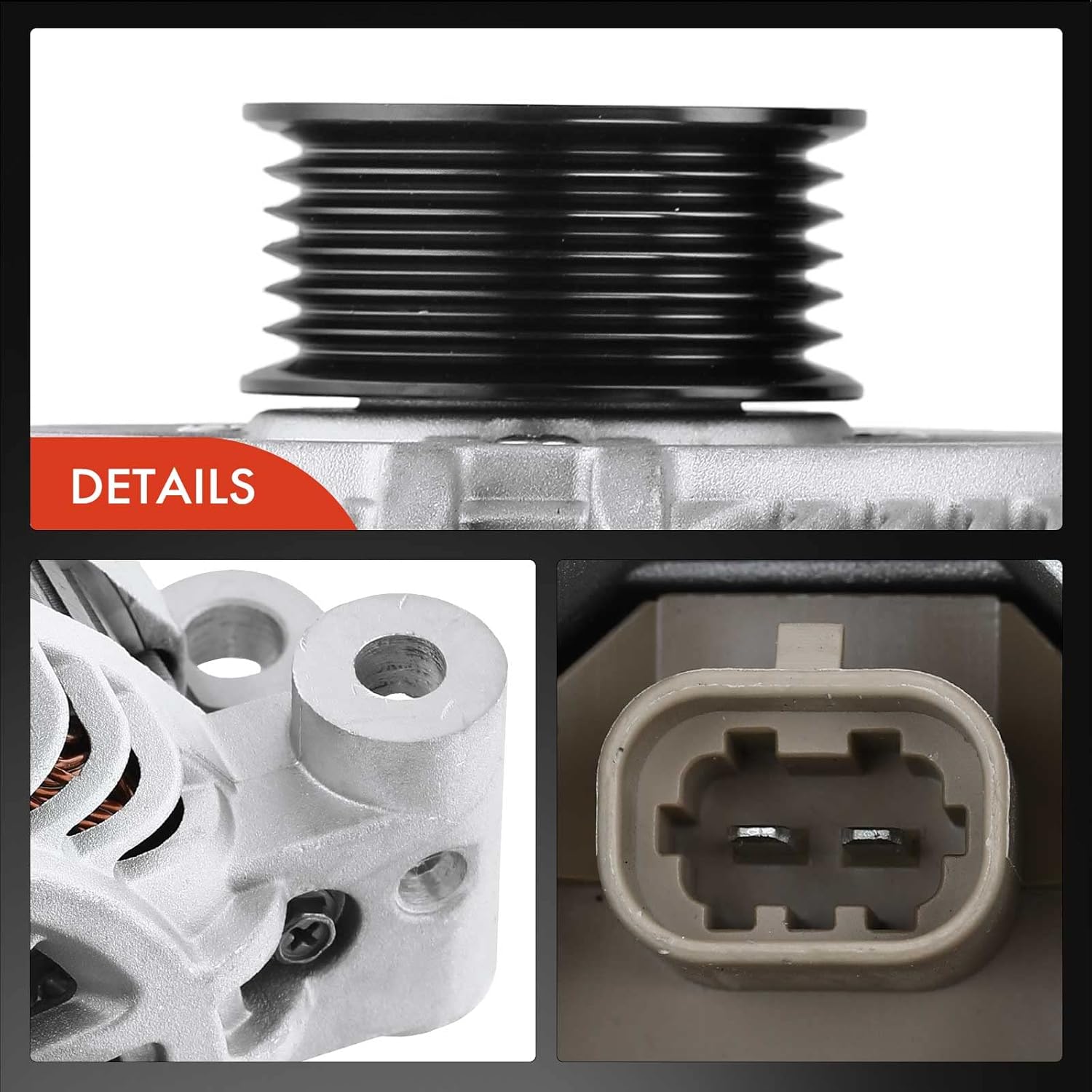 A-Premium Alternator Compatible with Pontiac G8 2008-2009 V6 3.6L, 12V 120Amp Clockwise 6-Groove Pulley, Replace# 92173959, A3TG4091