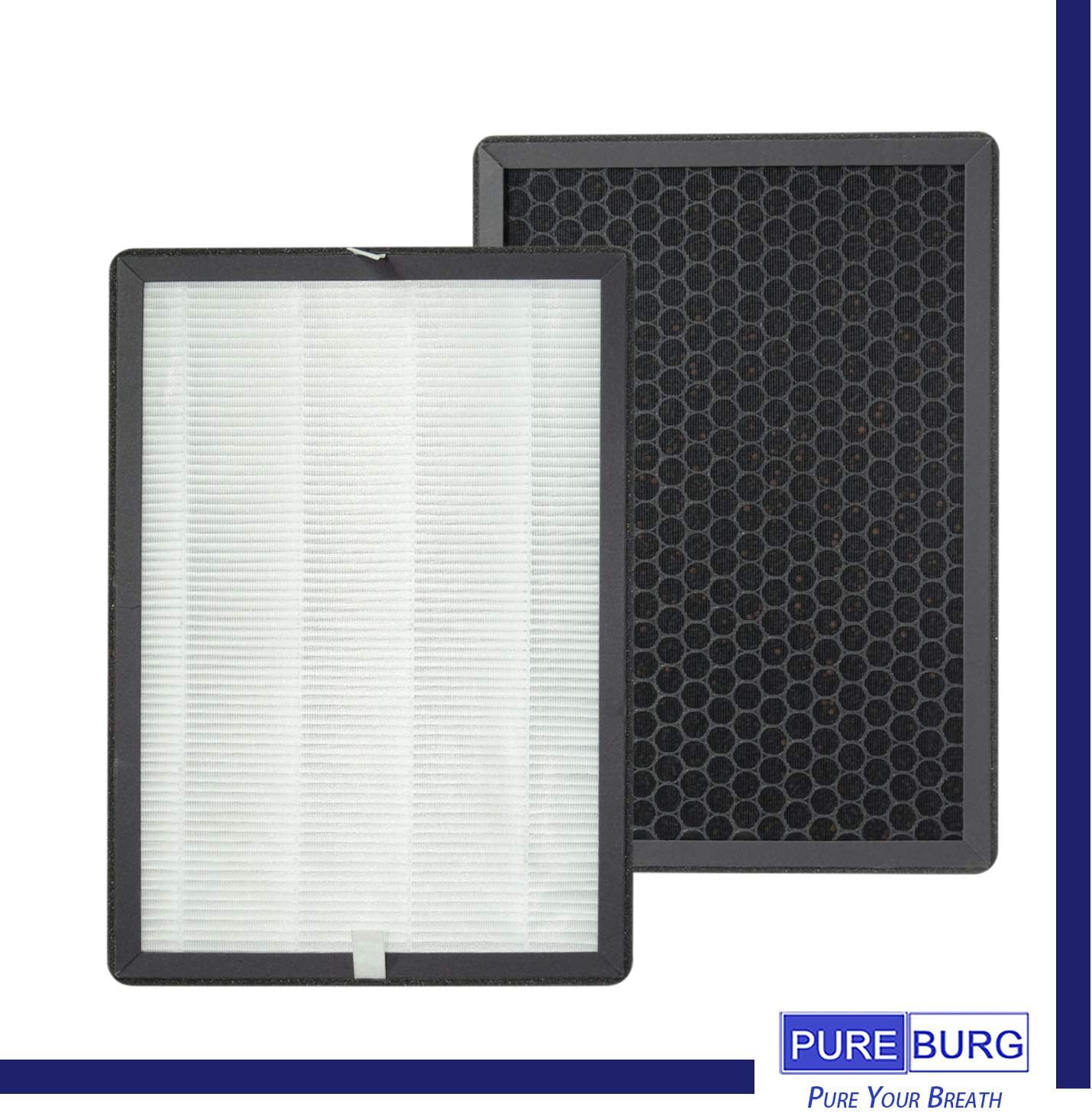 PUREBURG Replacement Filter Compatible with MOOKA KOIOS GL-FS32 & AZEUS GL-FS32 Air Purifiers,2-Pack H13 HEPA 3-Stage Filtration Activated Carbon