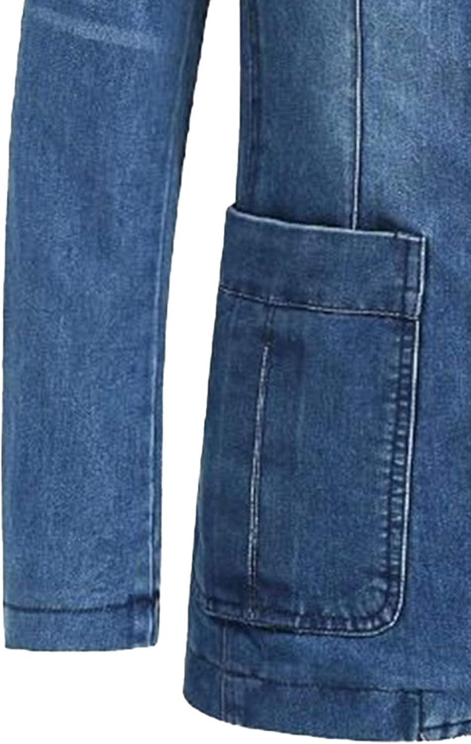 JEKE-DG Men's Blazer Collar Casual Denim Jacket Button Down Trucker Jean Jacket Classic Slim Fit Suit Jackets