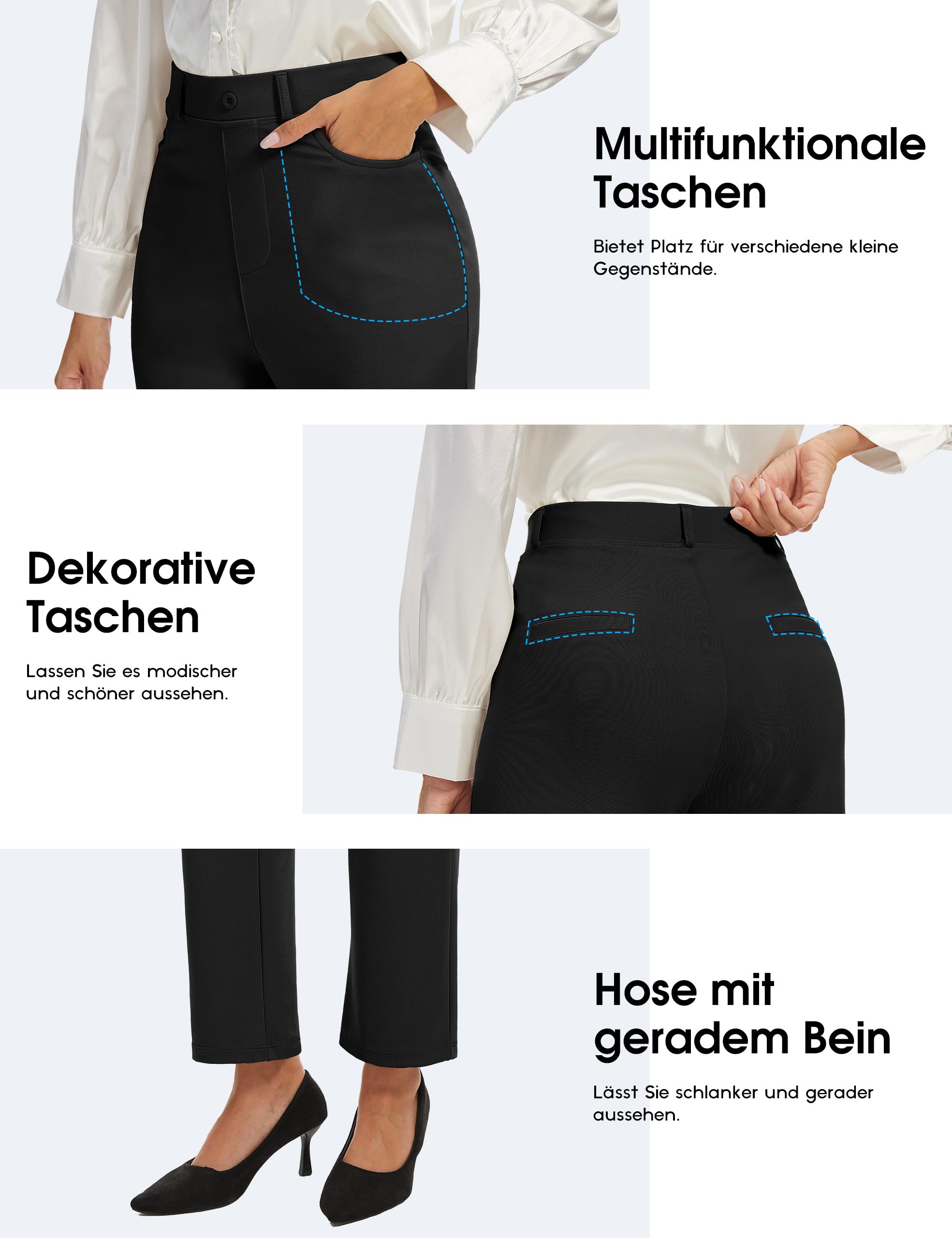 Desol Pantalon de costume pour femme - Élégant - Pantalon long - Taille haute - Pantalon droit avec poches - Jambes larges - Lounge Palazzo