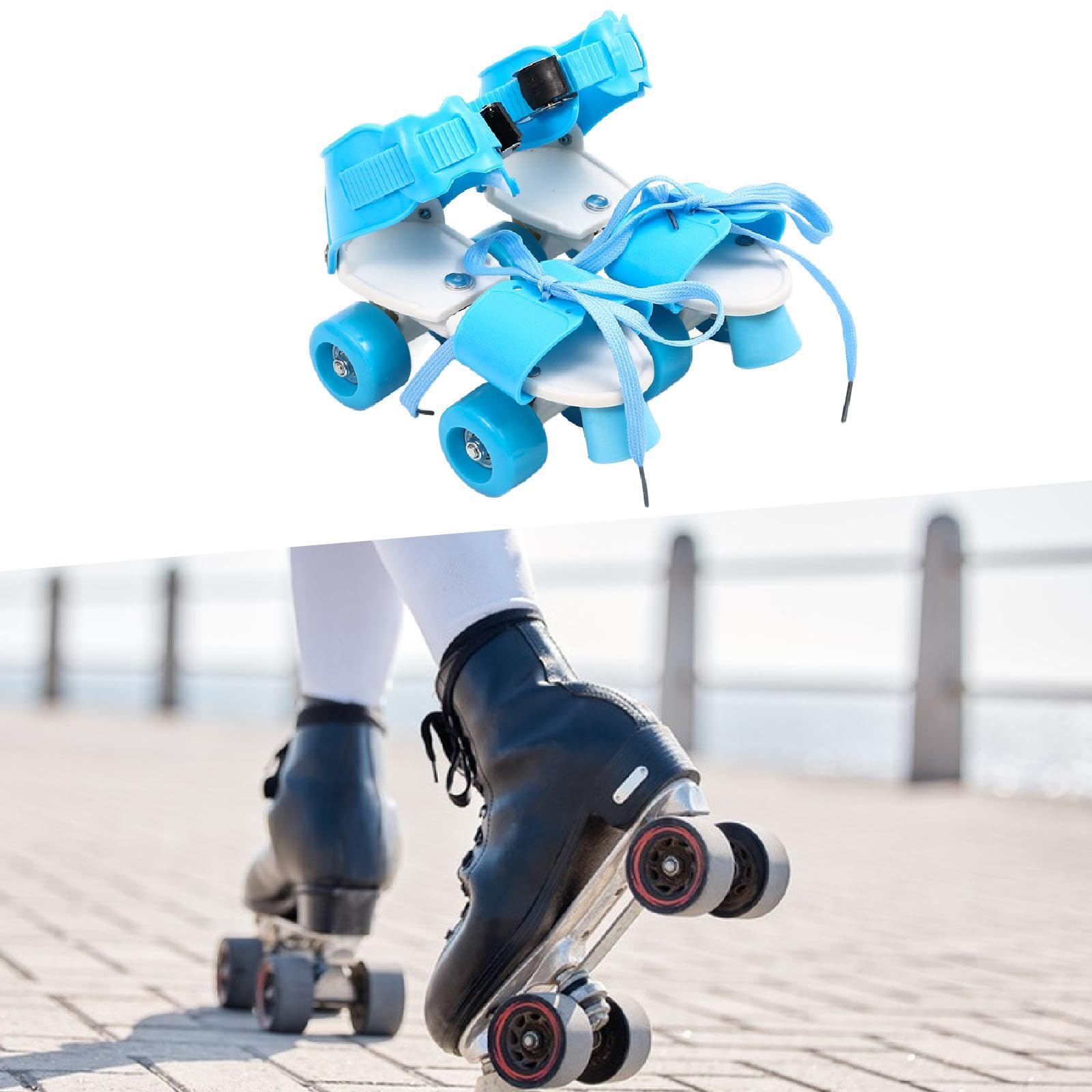 Vaveren Kids Adjustable Roller Skates Double Row,Lightweight,Comfortable, Quad Skates 4 Wheels for Kids Boys and Girls Beginner, Blue