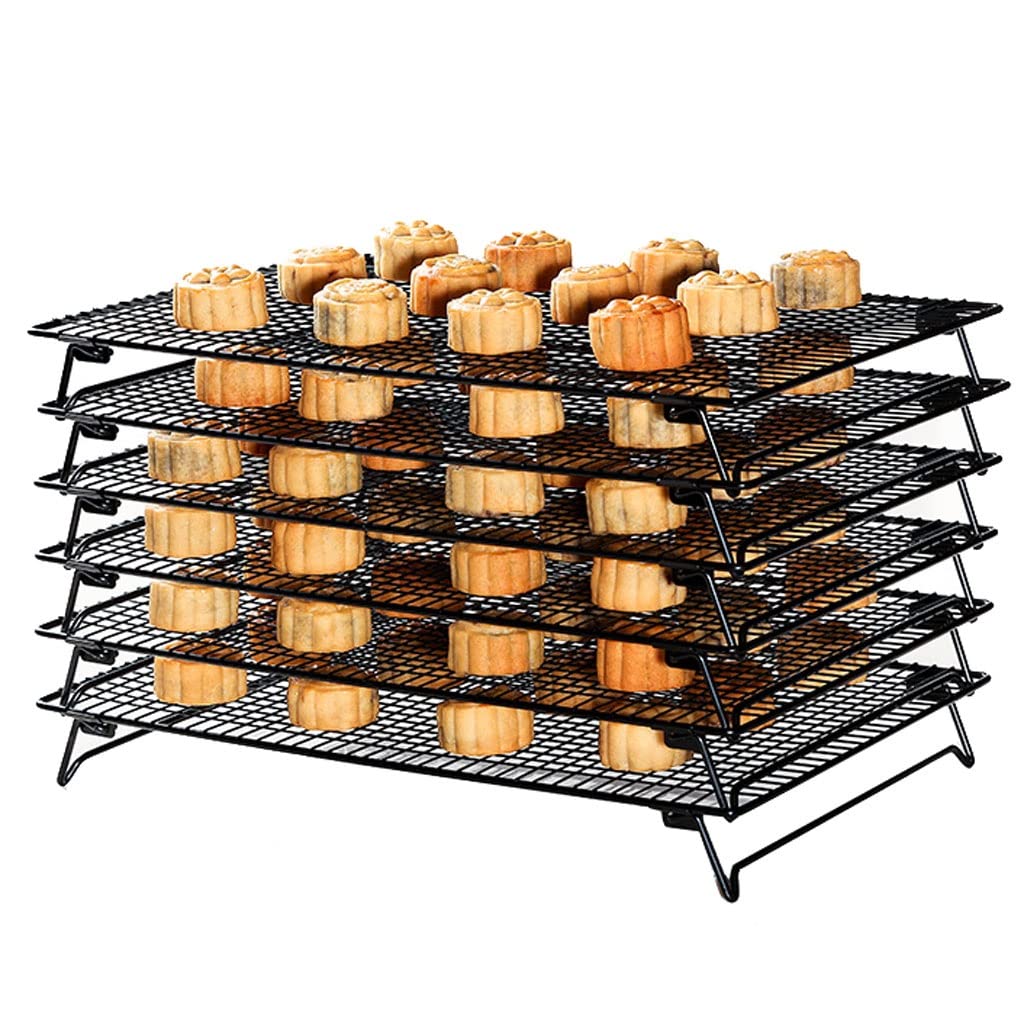 XMING Juego de Rejillas for Enfriar Pasteles, Rejilla for Enfriar Galletas y Pan, Red de enfriamiento for llovizna y Mousse, Herramientas for Hornear (Size : Six)