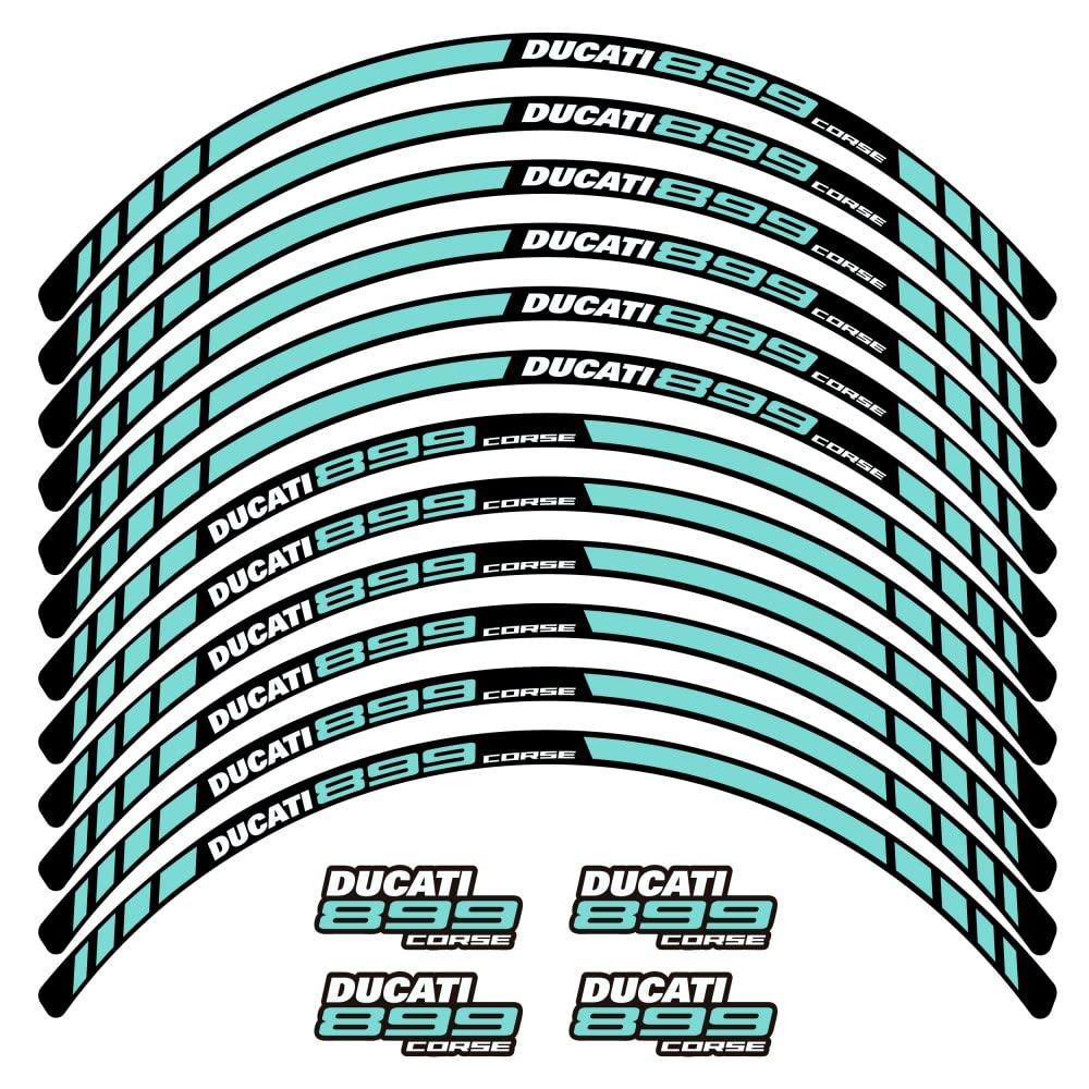 Kit autocollants jante moto Ducati Corse 899 en vinyle haute résistance