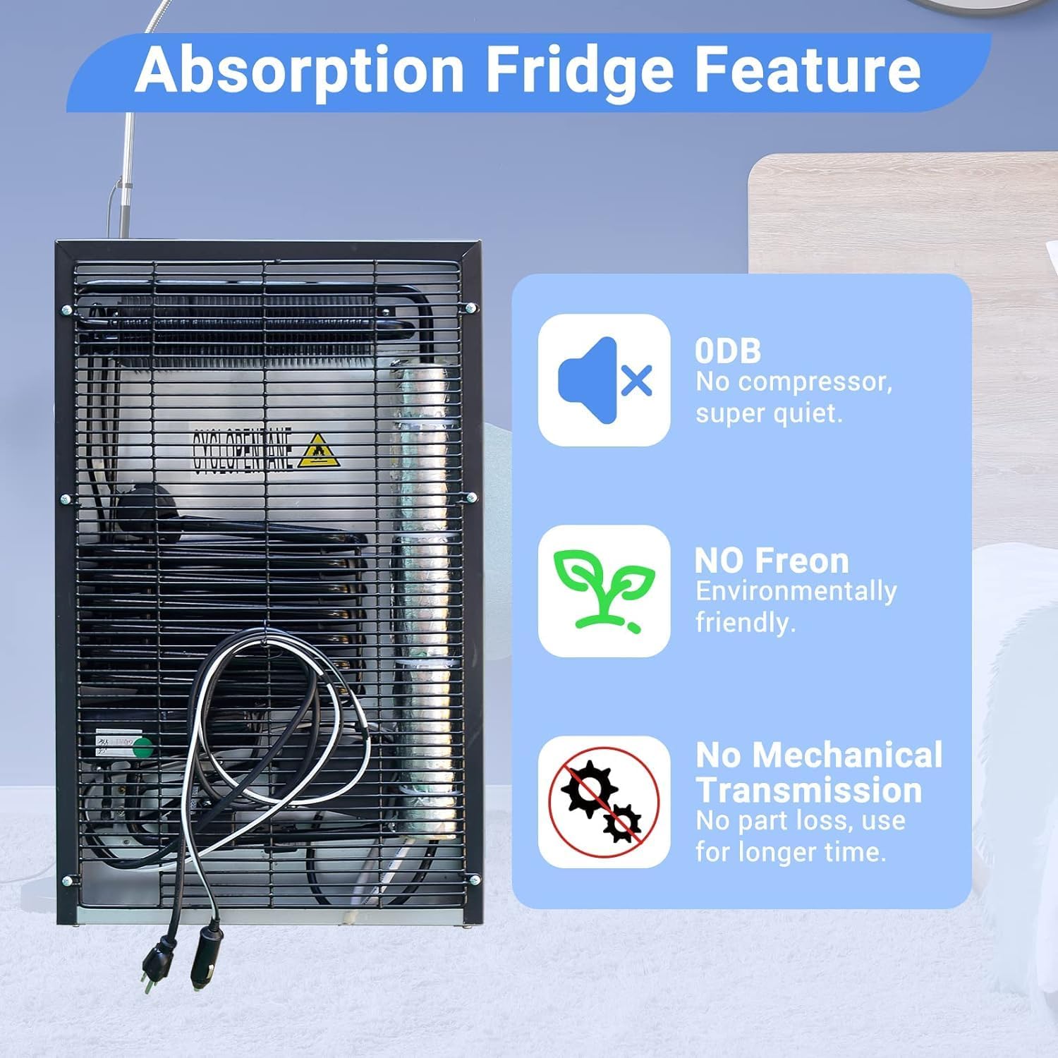 SMETA Mini DC Fridge with Lock 12v Fridge, 1.4 cuft Semi Truck Refrigerator Compact Lockable No Noise Absorption 12V/120V Portable AC Locking for Bedroom Office Van Medication Storage Dorm