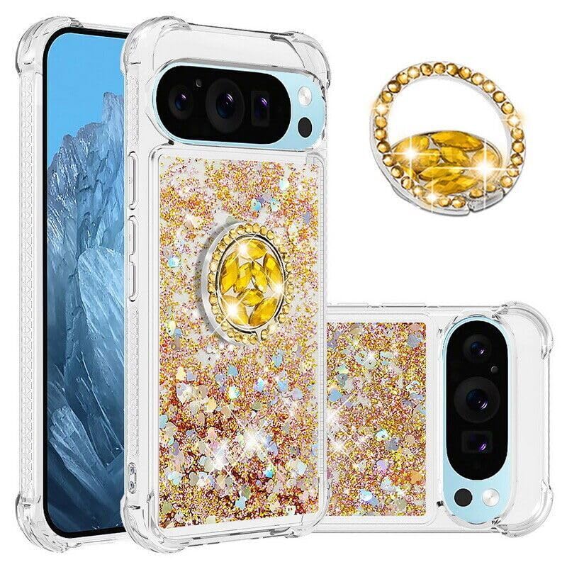 Coque Google Pixel 7A silicone rigide contre les rayures cœur doré