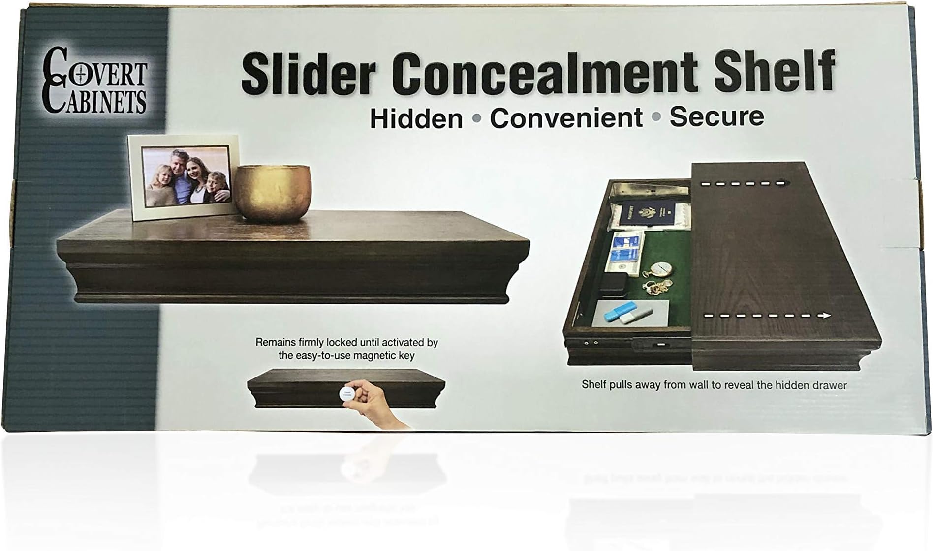 Sliding Hidden in Plain Sight Locking Gun Shelf 24" Espresso Finish