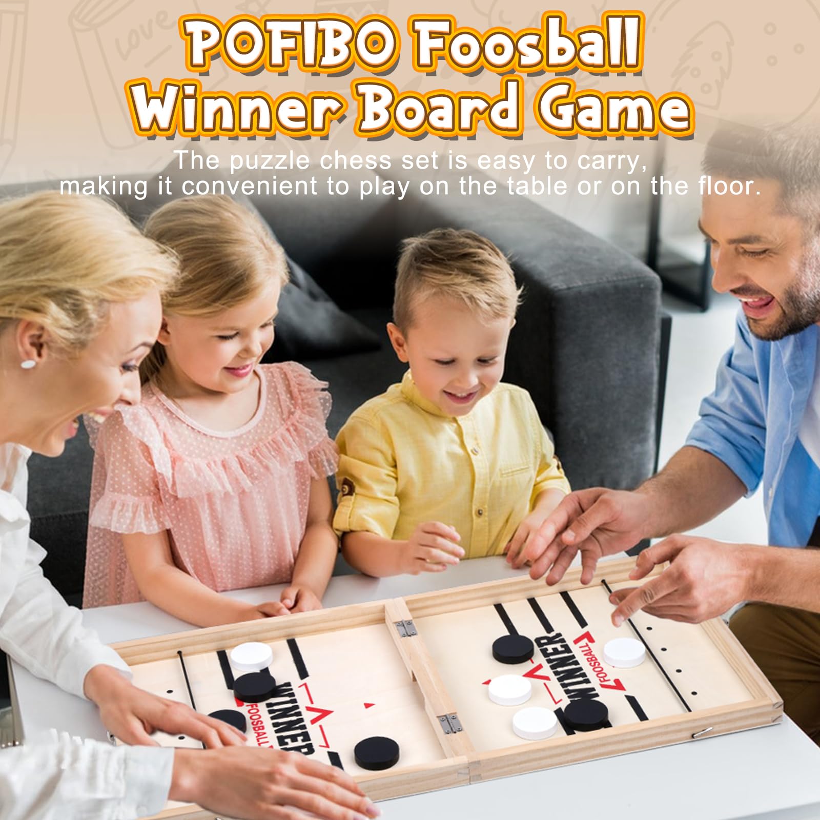 Fast Sling Puck Game - Foosball Winner Board Game, 2 in 1 Sling Puck Spiel Klappbar Hockey Brettspiel 2 Personen Tischfussball Gewinnerspiel Portable Tischhockey Kinder Interaktion Match-Spiel,58x29cm
