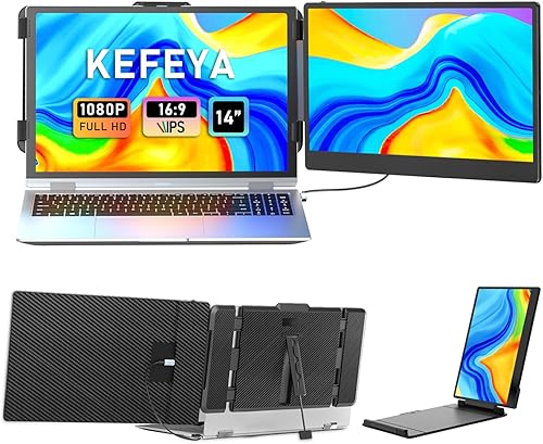 Extensor de pantalla para laptop, 14 pulgadas, FHD 1080P IPS, extensor de monitor de computadora portátil, monitor portátil para portátiles de 13 a
