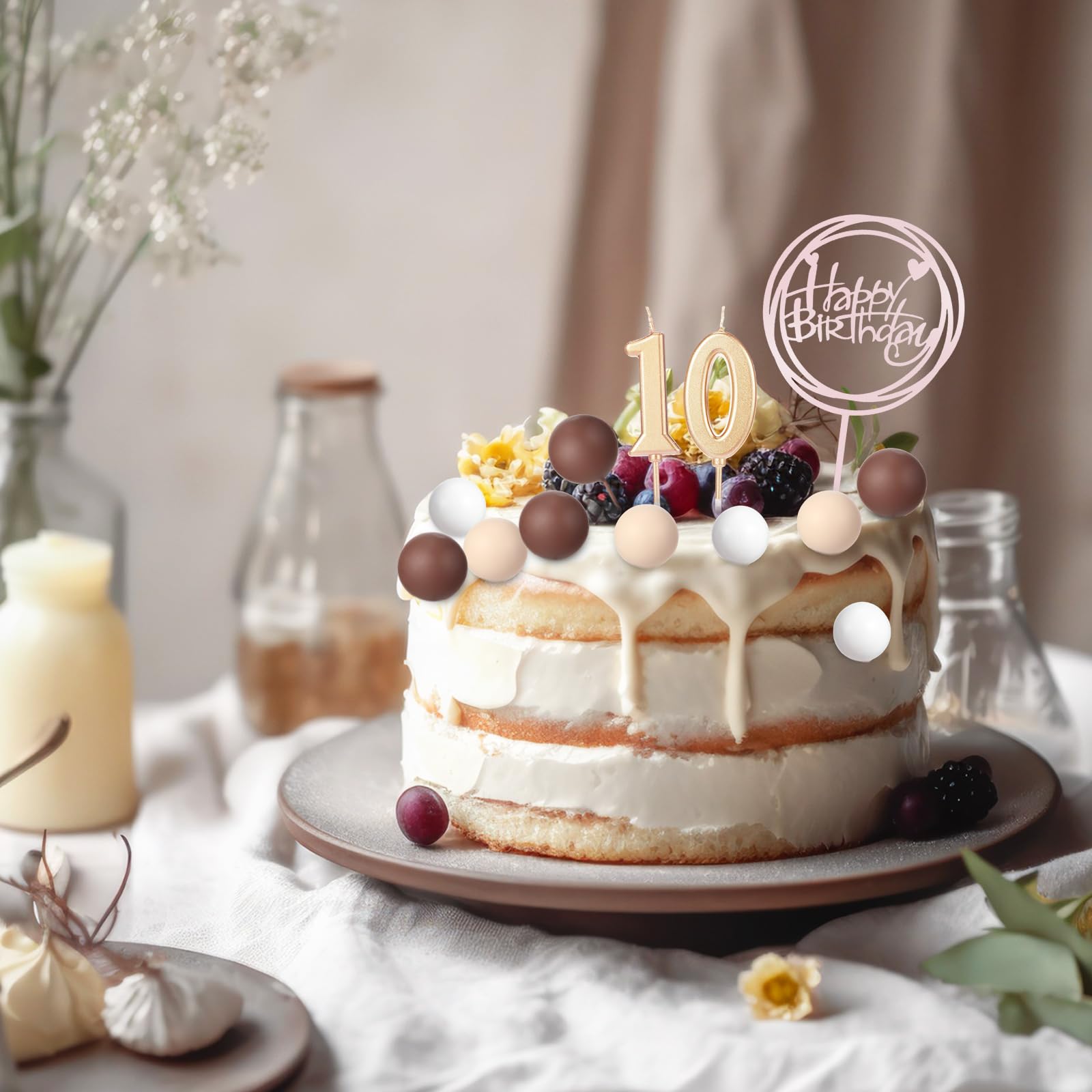 Black Birthday Candles Number 5 Candle With 6pcs Long Birthday Candles For Cake, 5 - View #11