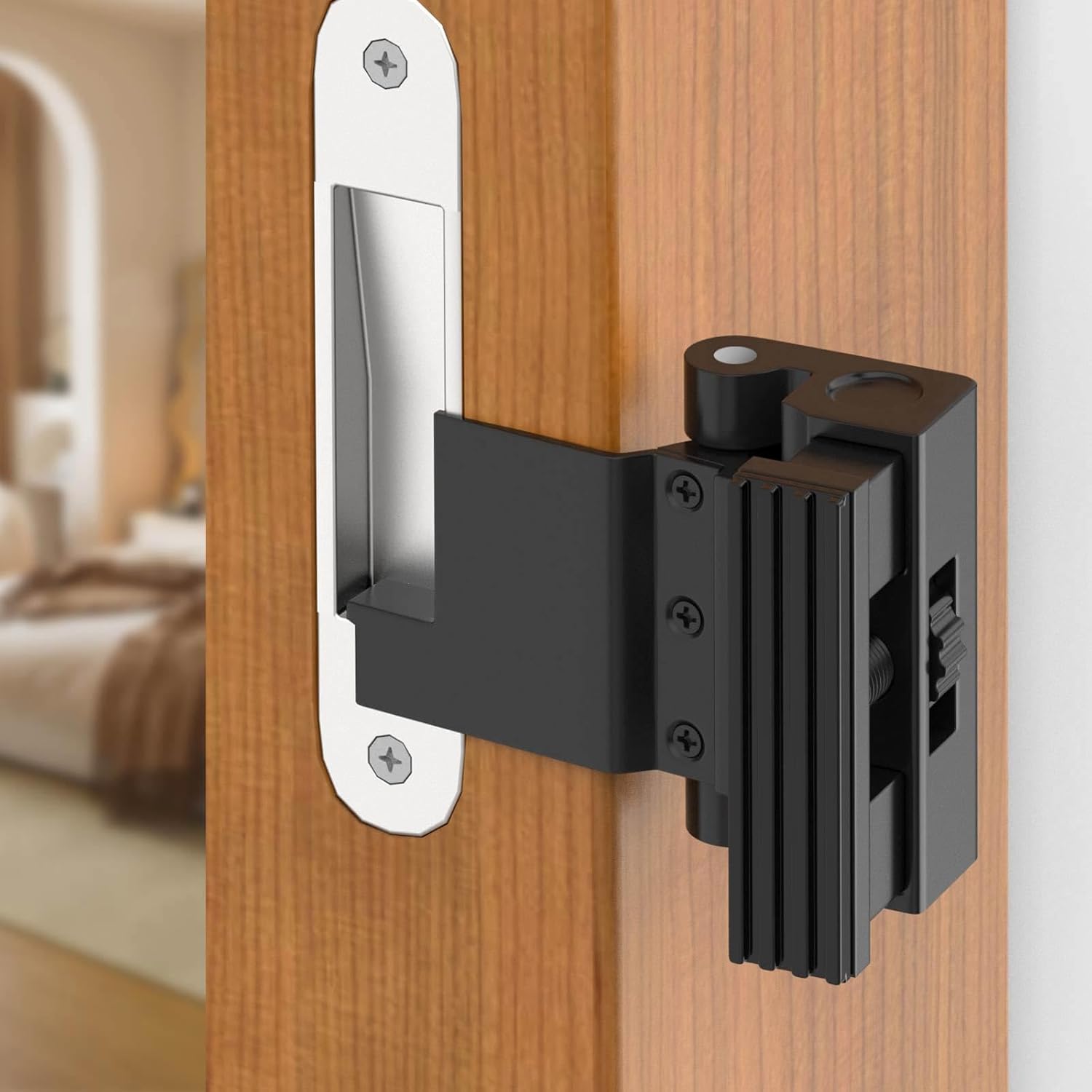 Upgraded Portable Door Lock for Travel & Home - No Drill Adjustable Security Lock for Inward Swing Doors, Fits Apartments & Hotels, Withstands 800lbs Force (1, Black - Portable)