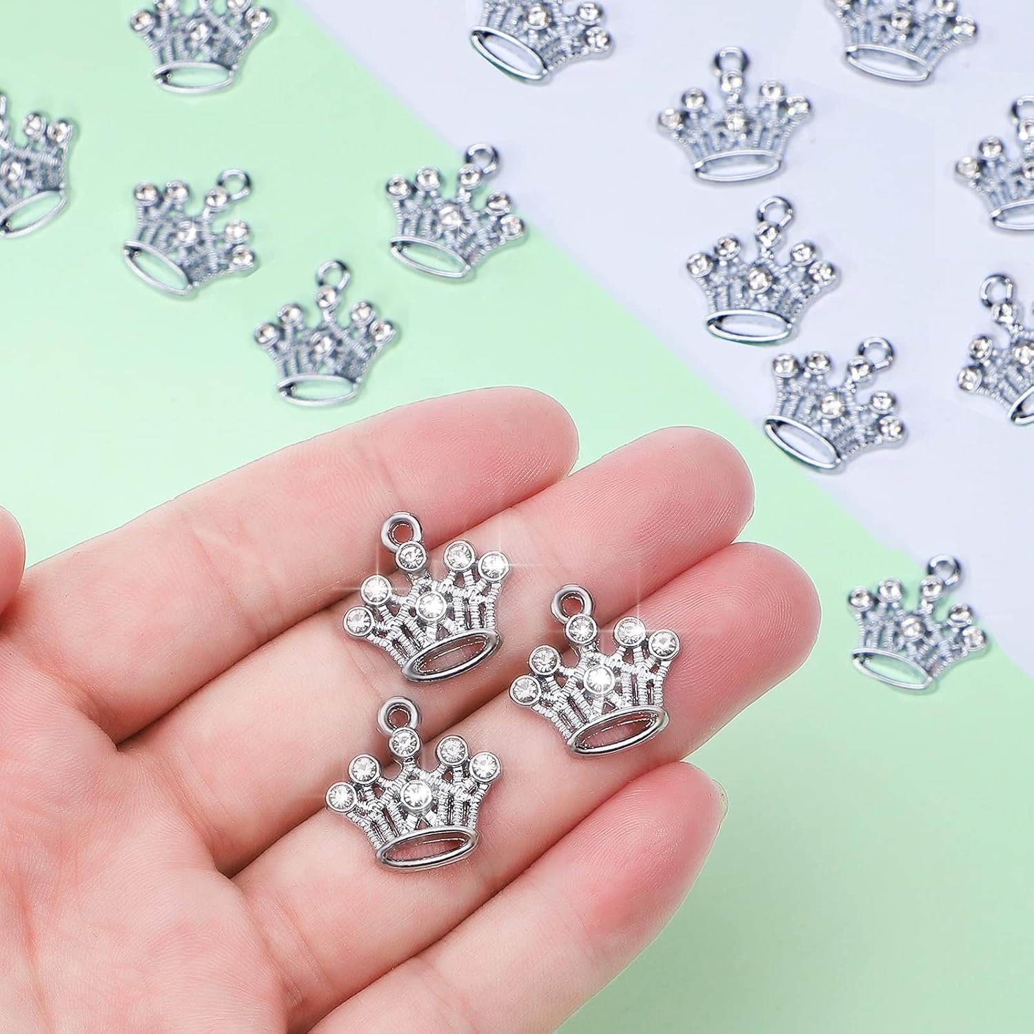 Hicarer 48 Pieces Crown Charms Mini Crowns for Crafts Crystal Pendants Vintage Jewelry Charms for DIY Jewelry Making Accessories Craft Supplies - Image 6