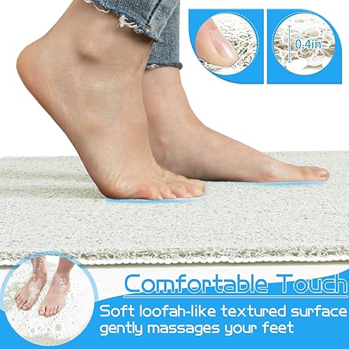 Miniatura 4 de OXTAIL Tapete para bañera antideslizante, tapete de ducha de PVC suave, tapete para bañera de baño de 16 x 40 pulgadas, color blanco