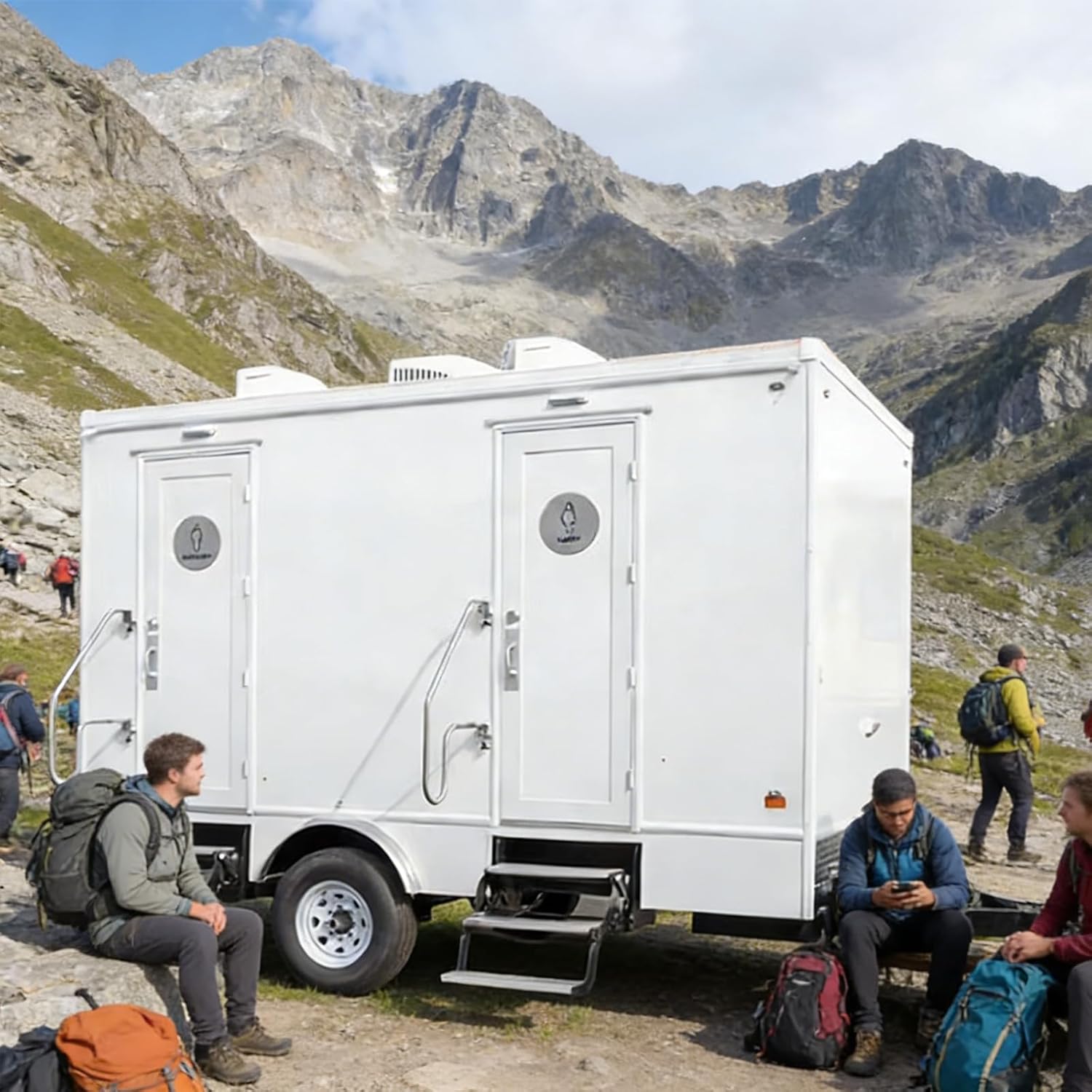 Commercial Luxury Mobile Restroom Trailer, Prefabricated Portable Toilet Cabin with LED Lighting & A/C for Parks, Events & Construction Sites