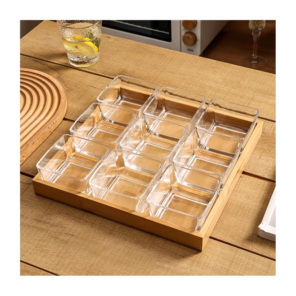 Snackschalen 9 Gitterglas Snack Gericht und Chassis Home Restaurant geteiltes Obst Snack getrockneter Obstteller Beilage Dip Untertasse Dipschalen (Color : A)