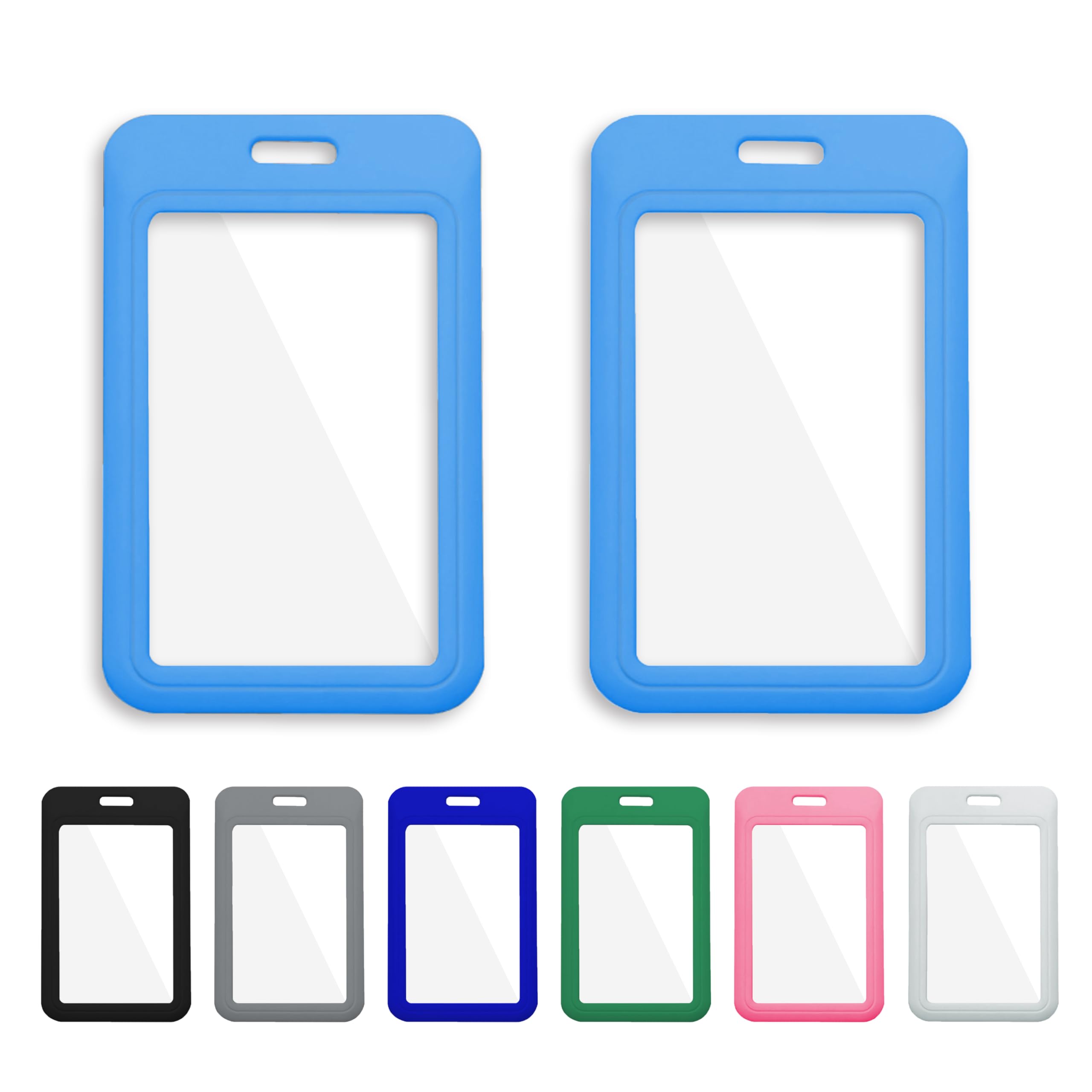 1 Pcs ID Badge Holder with Double-Sided Windows Vertical Hard Plastic Case Light Blue Card Protector Pouch for Office School ID Credit Cards Proximity Key Cards Driver’s Licenses and Passes