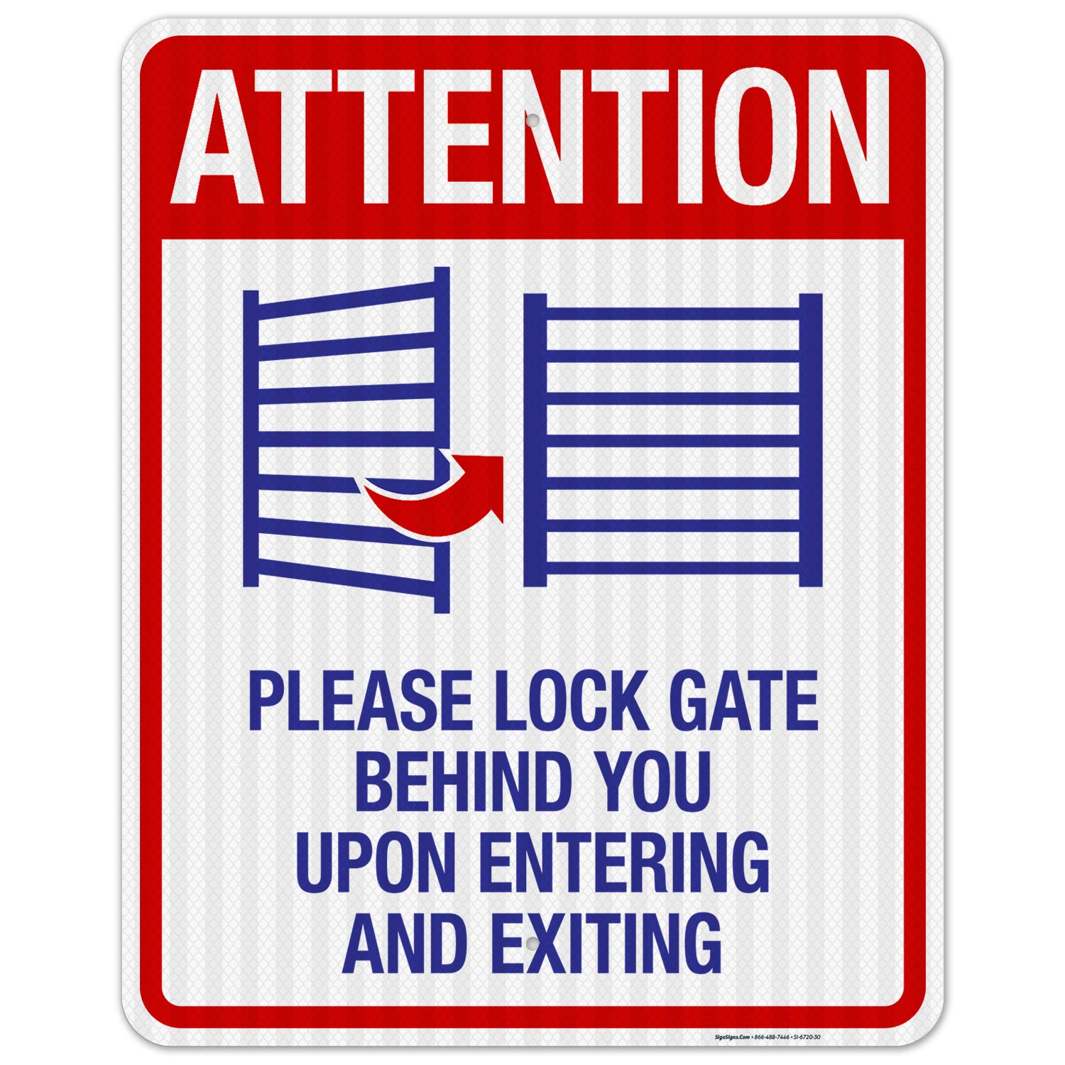 Attention Please Lock Gate Behind You Upon Entering and Exiting Sign, Pool Sign, 12x18 Inches, 55 mil Thick HDPS (high Density polystyrene), Made in USA
