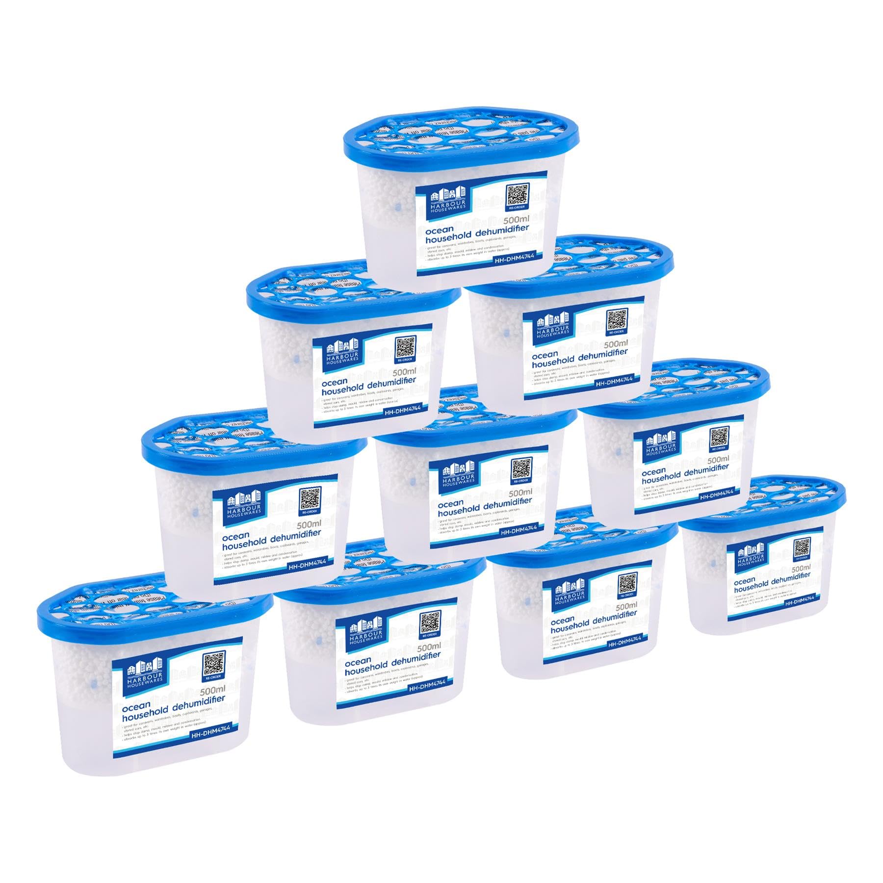 Harbour Housewares 500ml Interior Dehumidifiers - Ocean Scent - Blue - Pack of 10