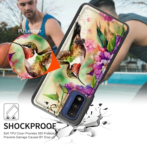 Miniatura 4 de Rossy Funda de teléfono para Moto G Pure para Motorola G Pure con tarjetero con patrón de colibrí de acuarela para mujeres y hombres, cuero