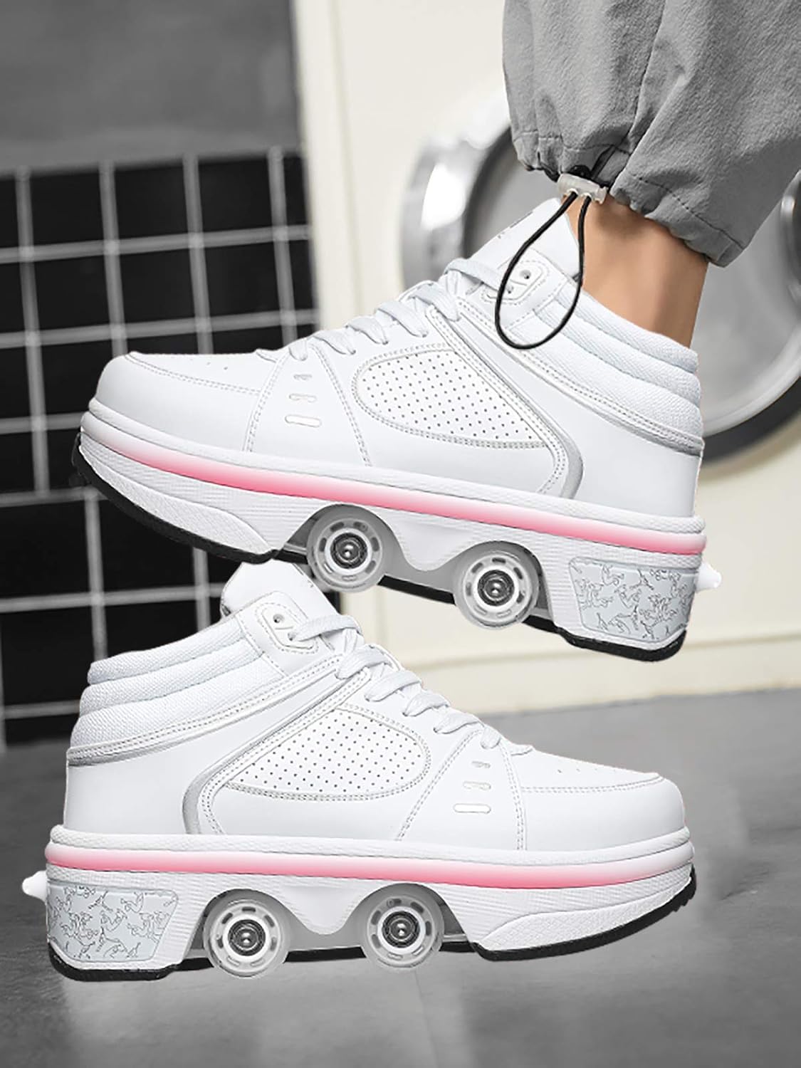 Patines con Ruedas Y Luz Led, Patines De Hielo Deformables, Patinaje Cuádruple, Deportes Al Aire Libre para Adultos Y Niños, EUR41