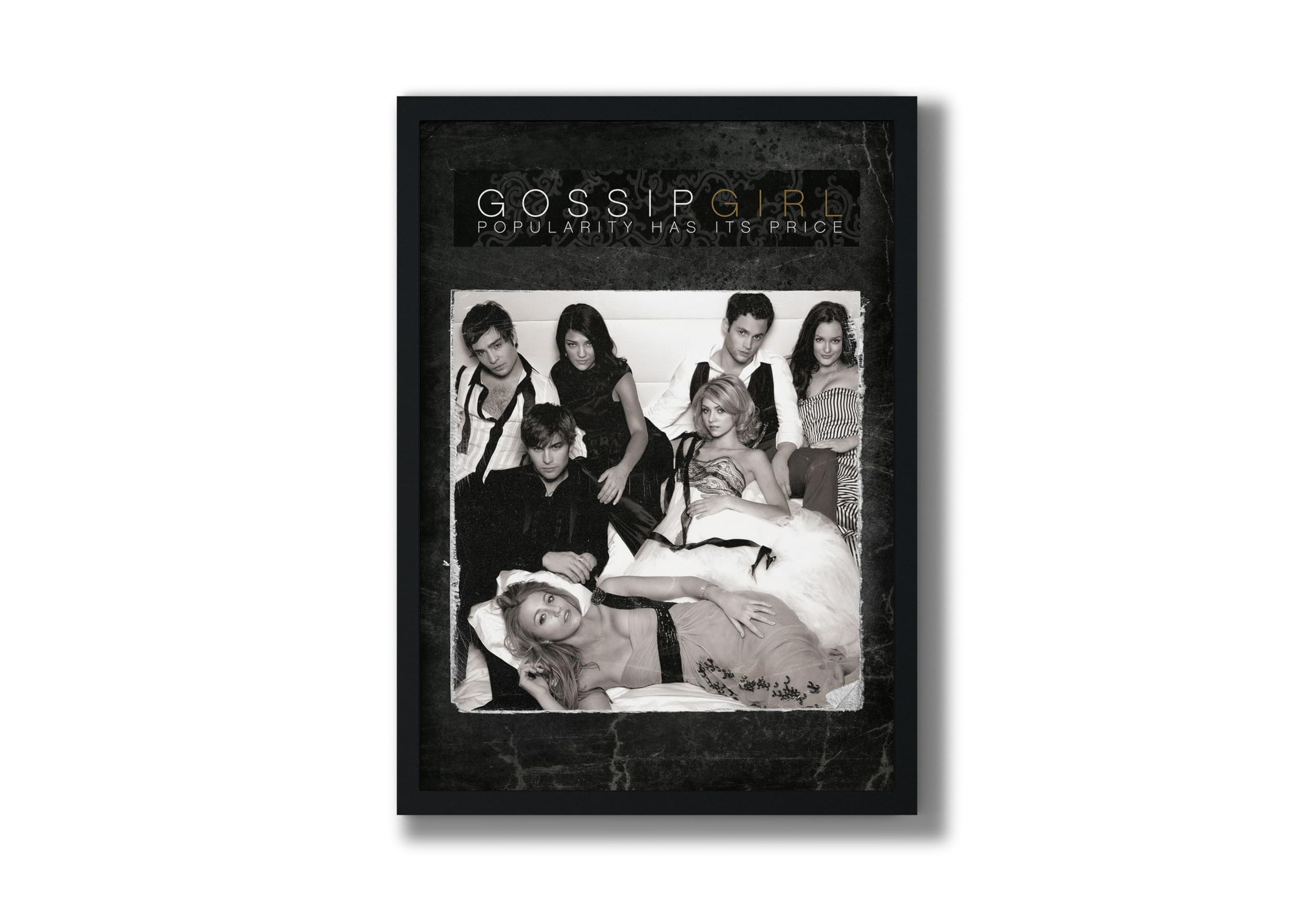 Whispers Gossip Girl: Chic Art Without Glass Wall Photo Frame with Poster Epilogue, Dramatic Chronicles Design (Medium (8.72 x 12.62), Black)