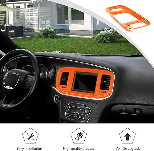 Miniatura 6 de JWWY Consolas centrales de cargador, tablero de salpicadero, marco de pantalla de navegación de DVD, cubierta de instrumento para 2015-2024+Dodge