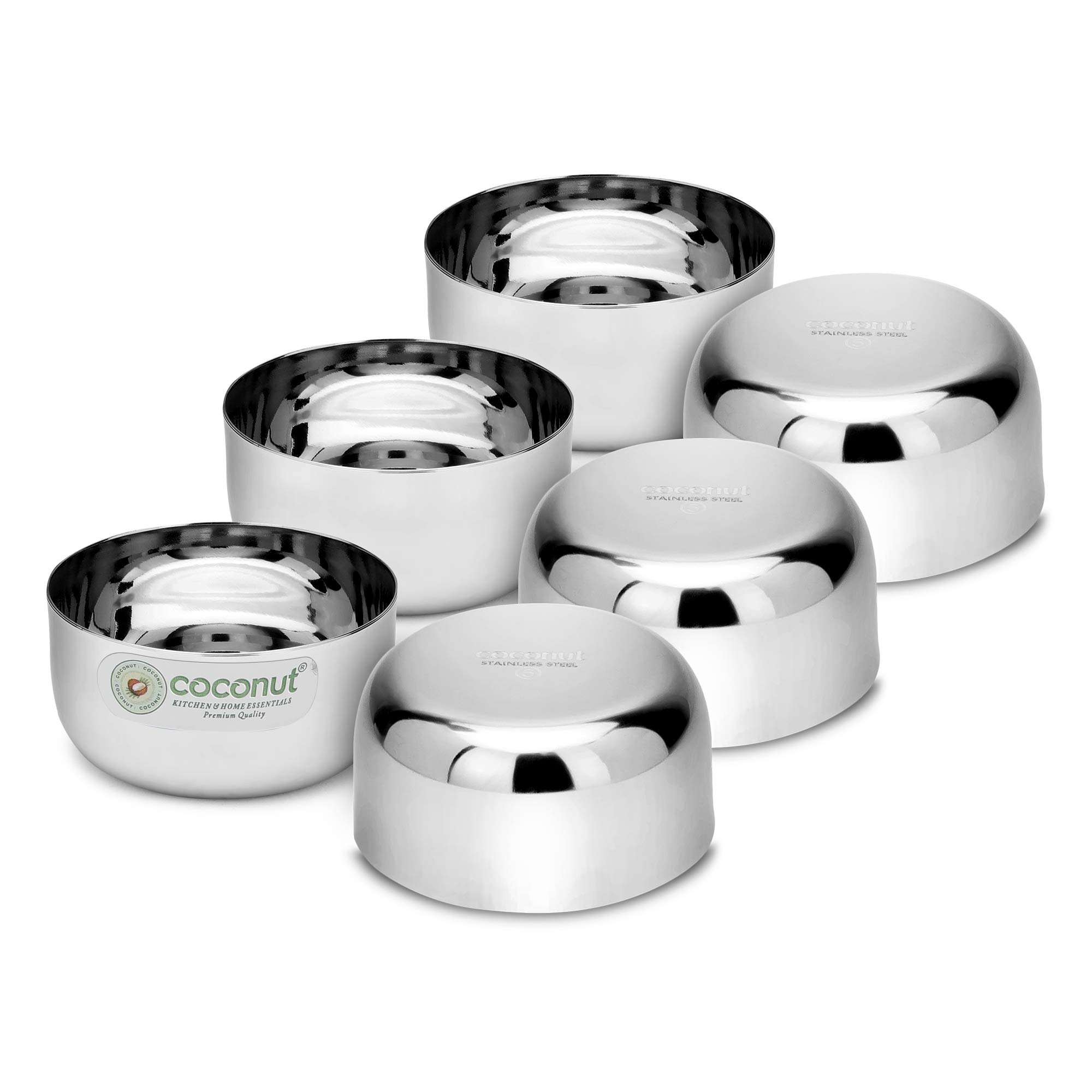 Coconut Stainless Steel Bowl Set - 6 Piece -2