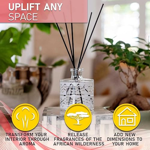 Miniatura 4 de Serengeti Difusor de aceite, Fields of Fynbos, ambientadores africanos para el hogar y el baño, varillas de varillas de aromaterapia y difusor de