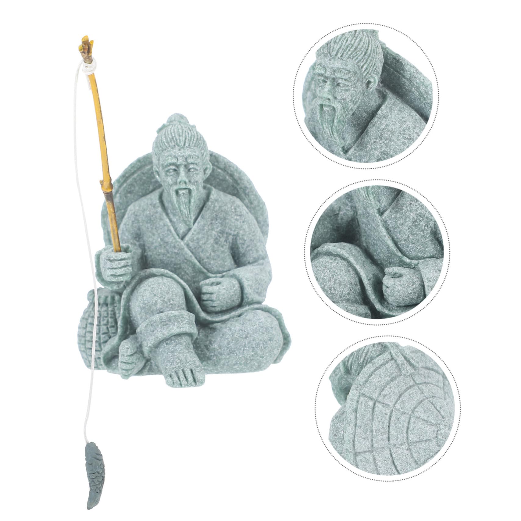 Toddmomy 5piezas Estatua De Pescador Miniatura De Arenisca Adorno para Acuario y Jardín Figurita De Anciano para Decoración De Paisajes y Té Pet