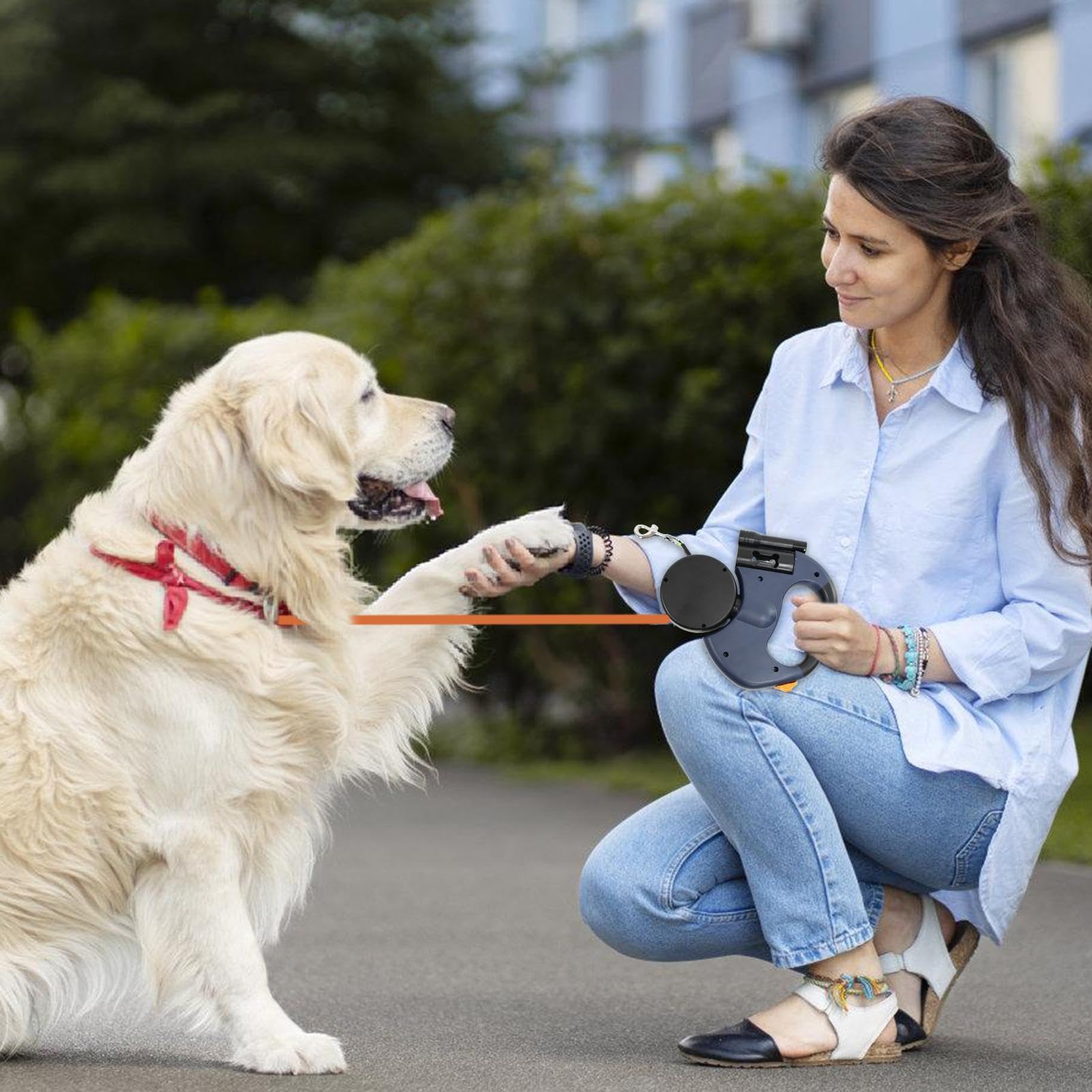 Correa giratoria Doble para Perro, retráctil de 5 m, Multiusos giratoria de 360°, diseño sin enredos, cordón de Seguridad Reflectante para Paseos nocturnos, Trotar y Acampar con Perros medianos y