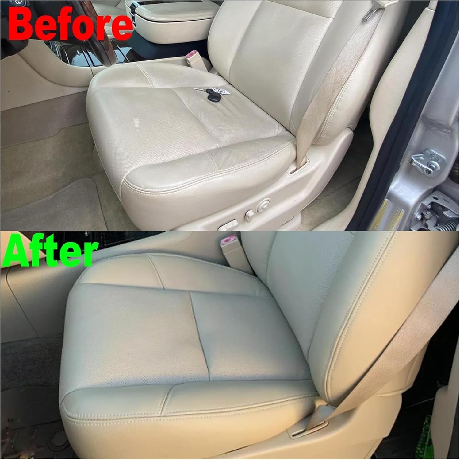 GXARTS Tan Driver and Passenger Bottom & Top Lean Back Replacement Perforated Leather Seat Cover & Bottom Foam Cushion Fit for Chevy Suburban Tahoe GMC Sierra Yukon Denali Cadillac Escalade 2007-2014