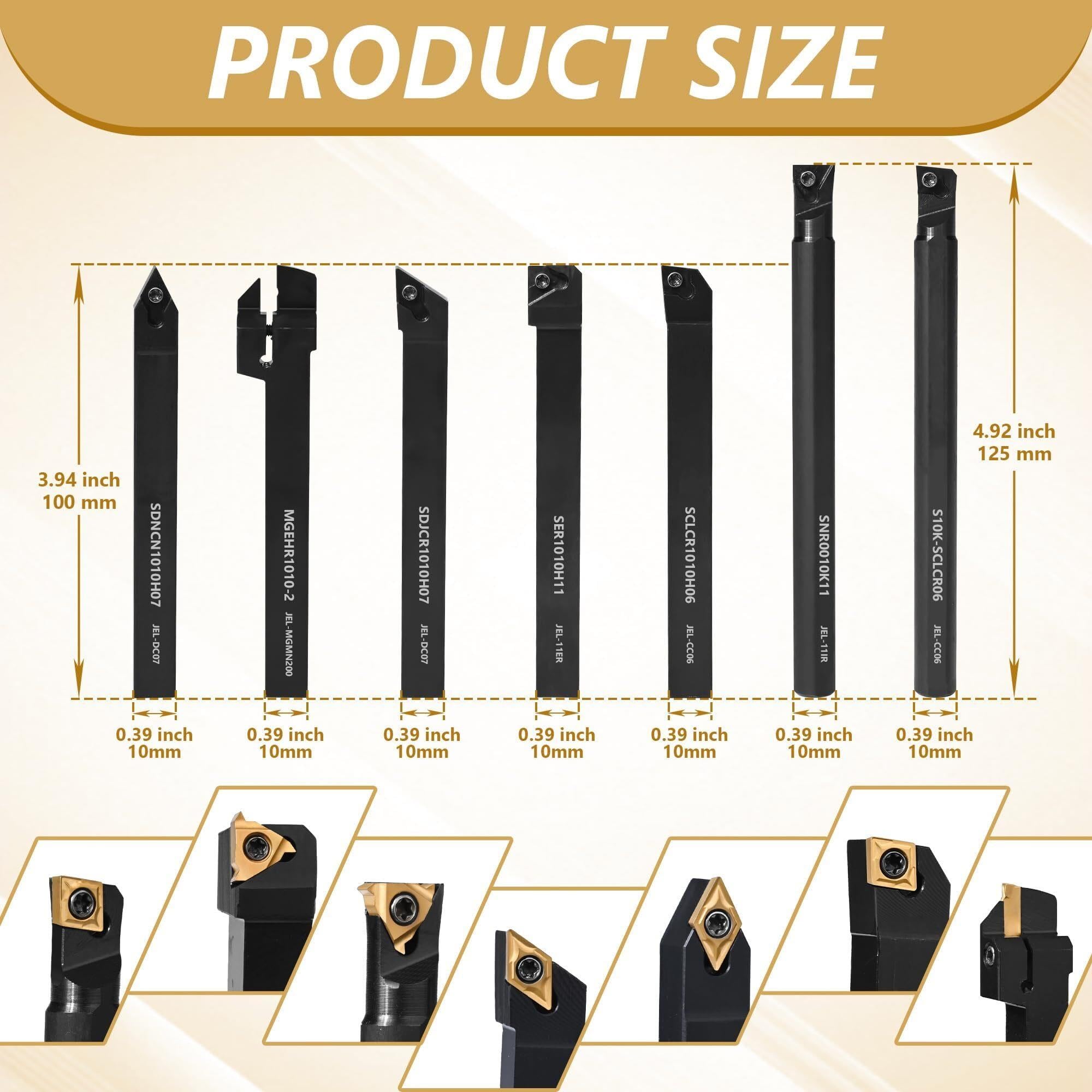 Kit de tournage indexable 28 pièces, barres d'alésage 10 mm avec plaquettes