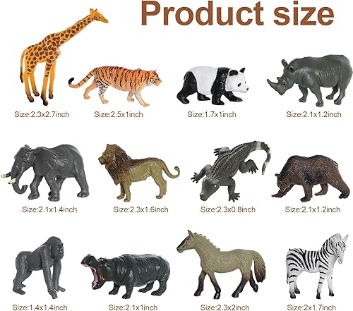 Miniatura 2 de 12 piezas de mini figuras de animales de safari, figuras de plástico de animales del zoológico de la selva forestal, juego realista de animales de