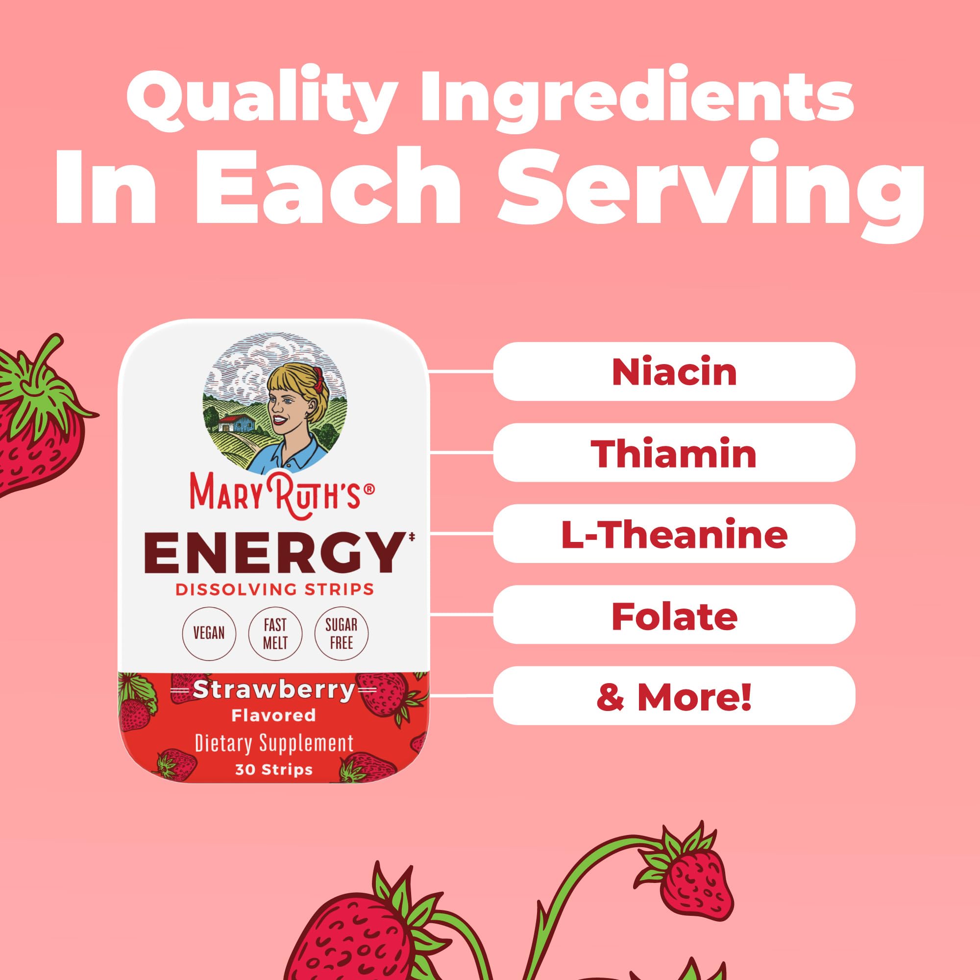 MaryRuth's Energy Dissolving Strips, B Vitamin Complex, 30 Count, Vegan — Amazon image 5